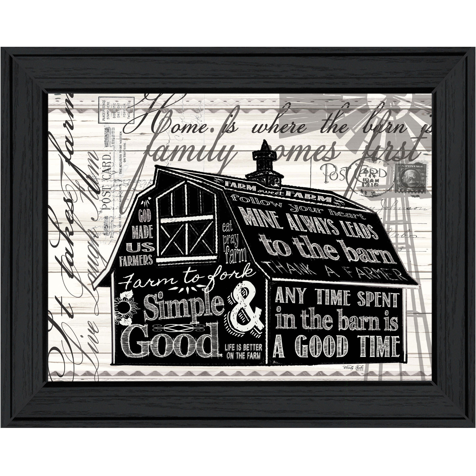 SIMPLE & GOOD BARN Black Framed Print Wall Art