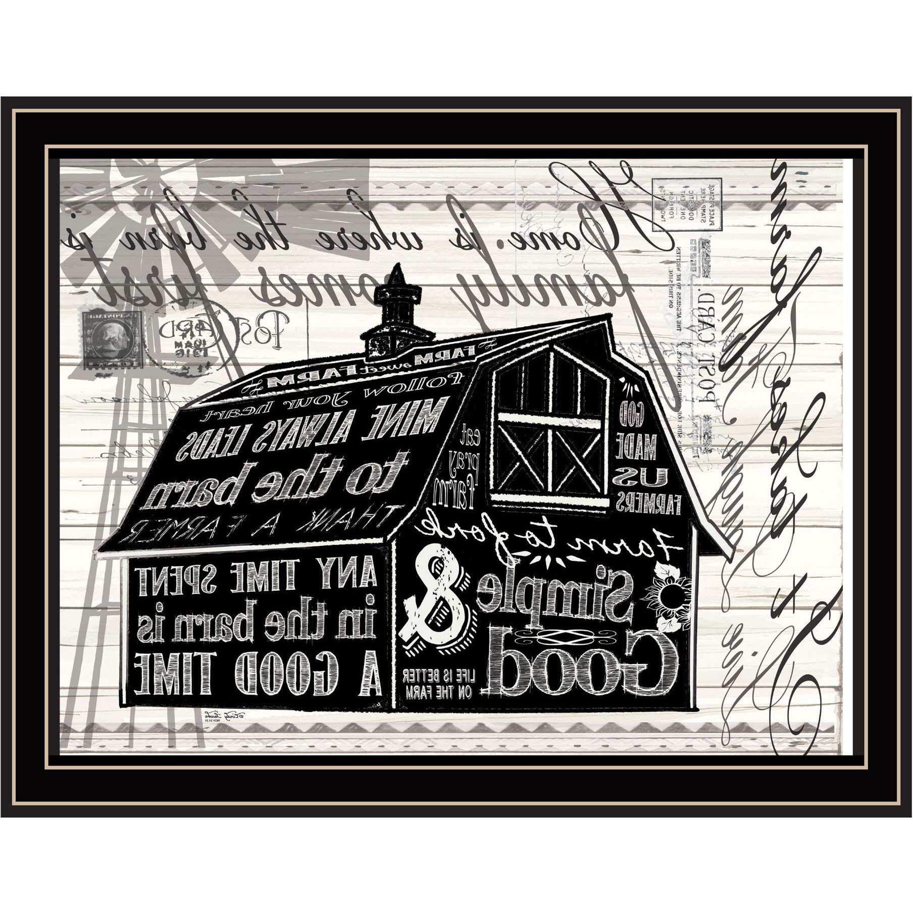 SIMPLE & GOOD BARN Black Framed Print Wall Art