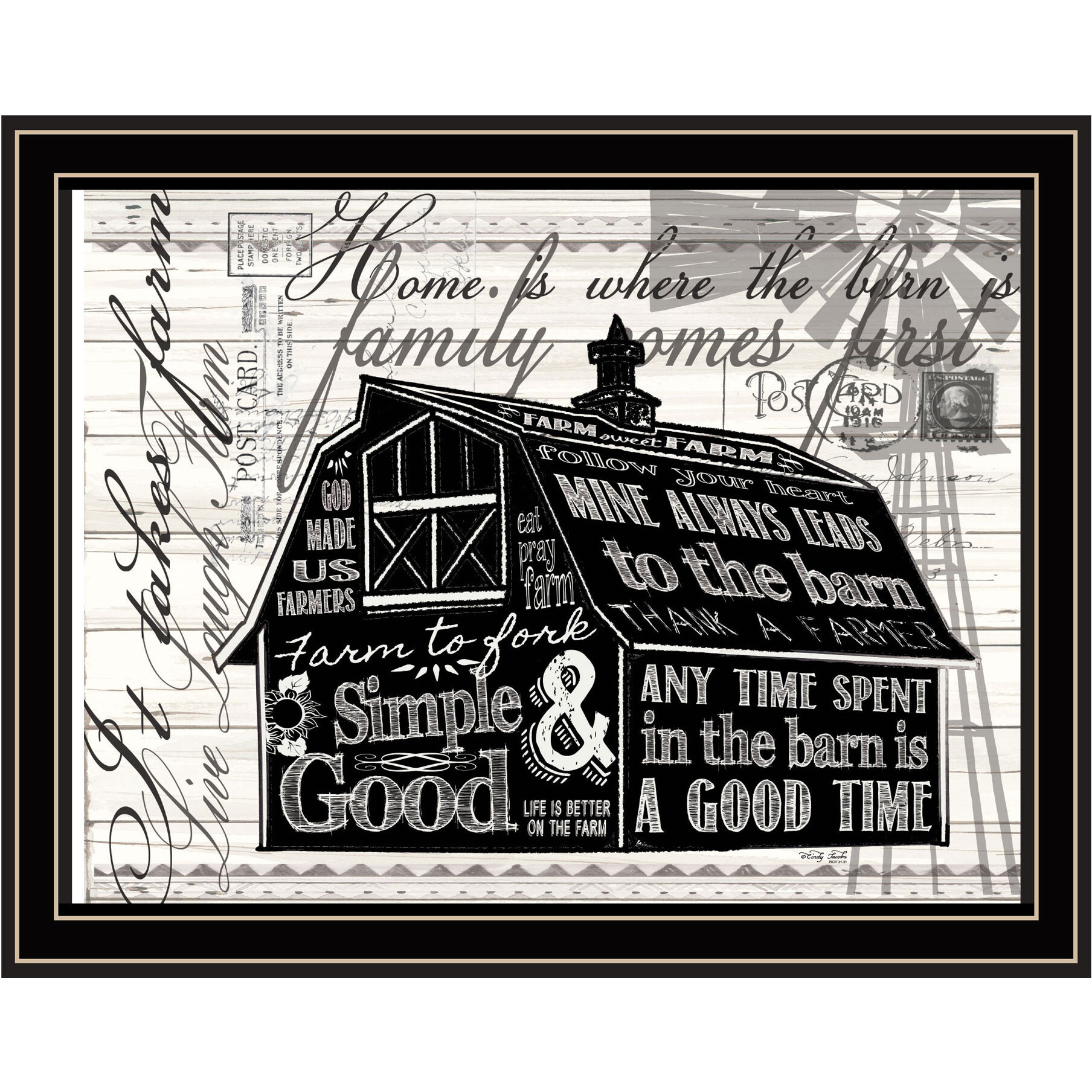 SIMPLE & GOOD BARN Black Framed Print Wall Art