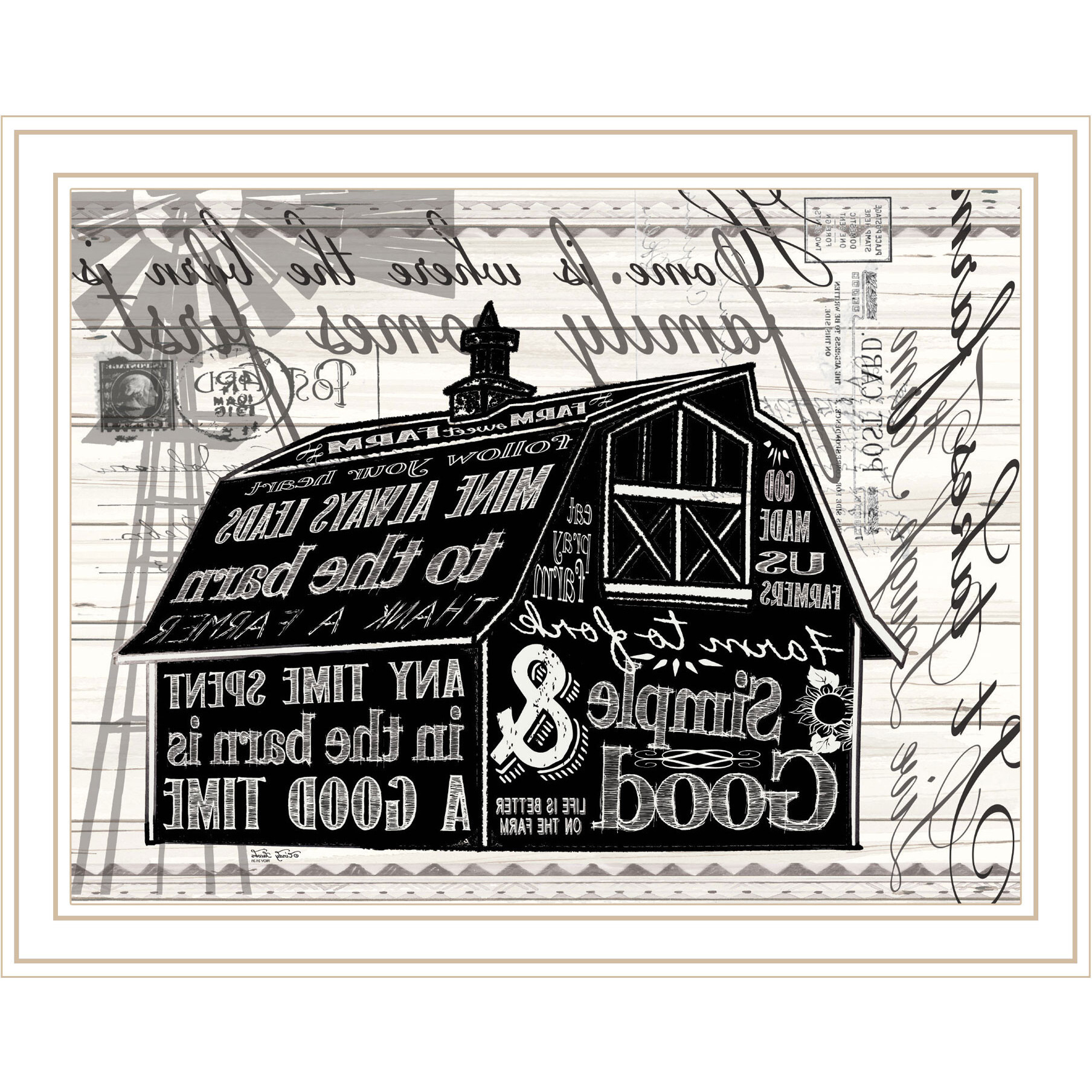 SIMPLE & GOOD BARN White Framed Print Wall Art