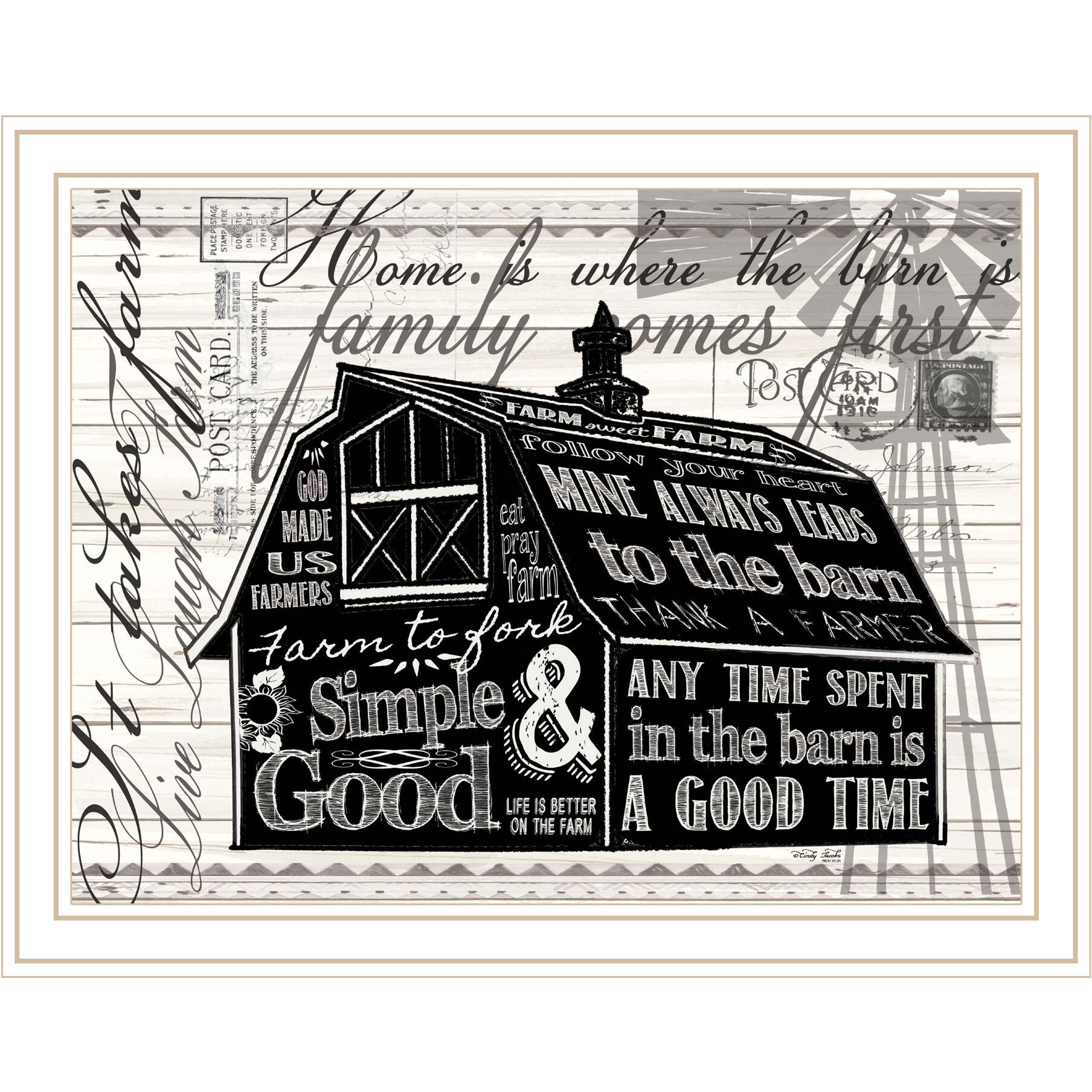 SIMPLE & GOOD BARN White Framed Print Wall Art