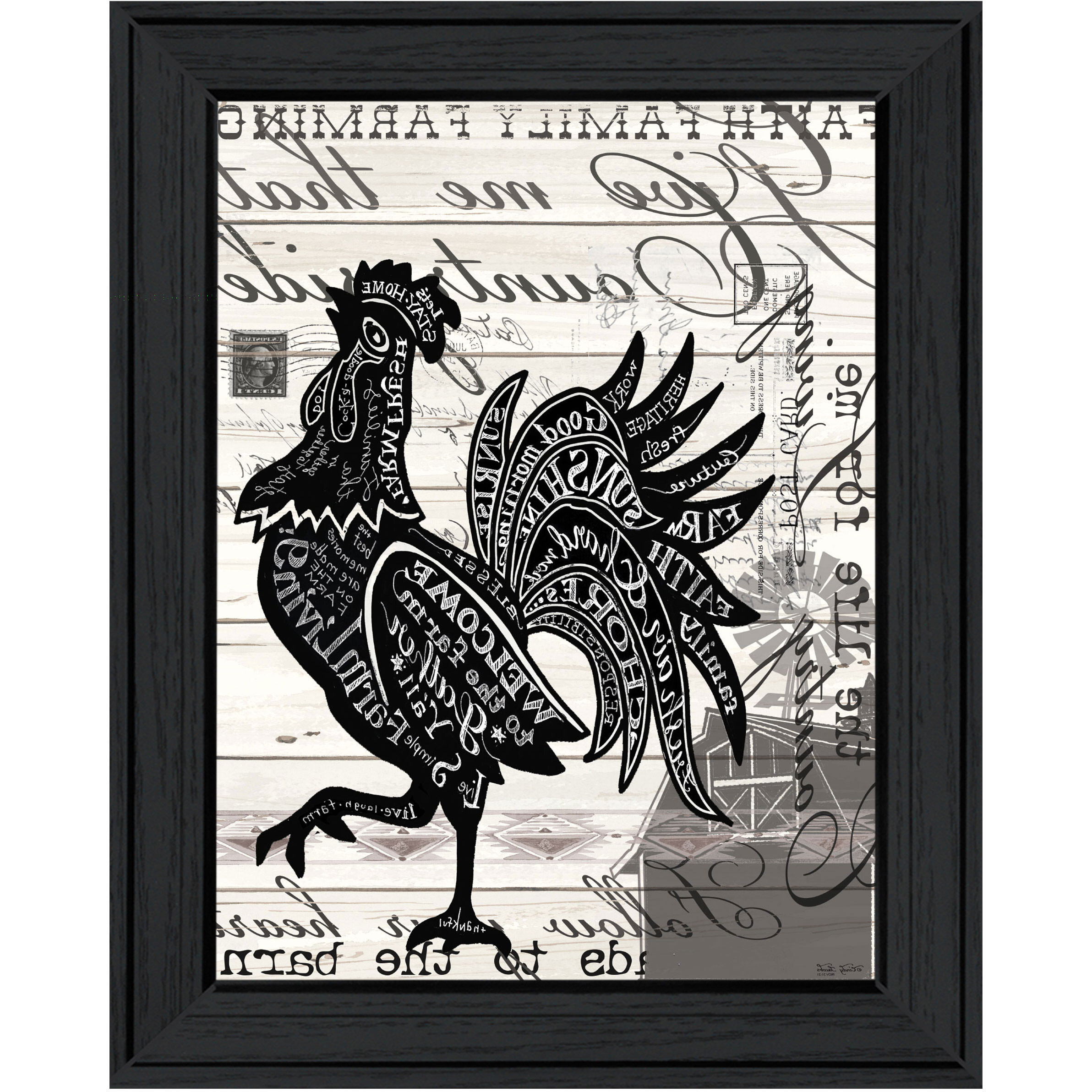 WELCOME TO THE FARM CHICKEN Black Framed Print Wall Art