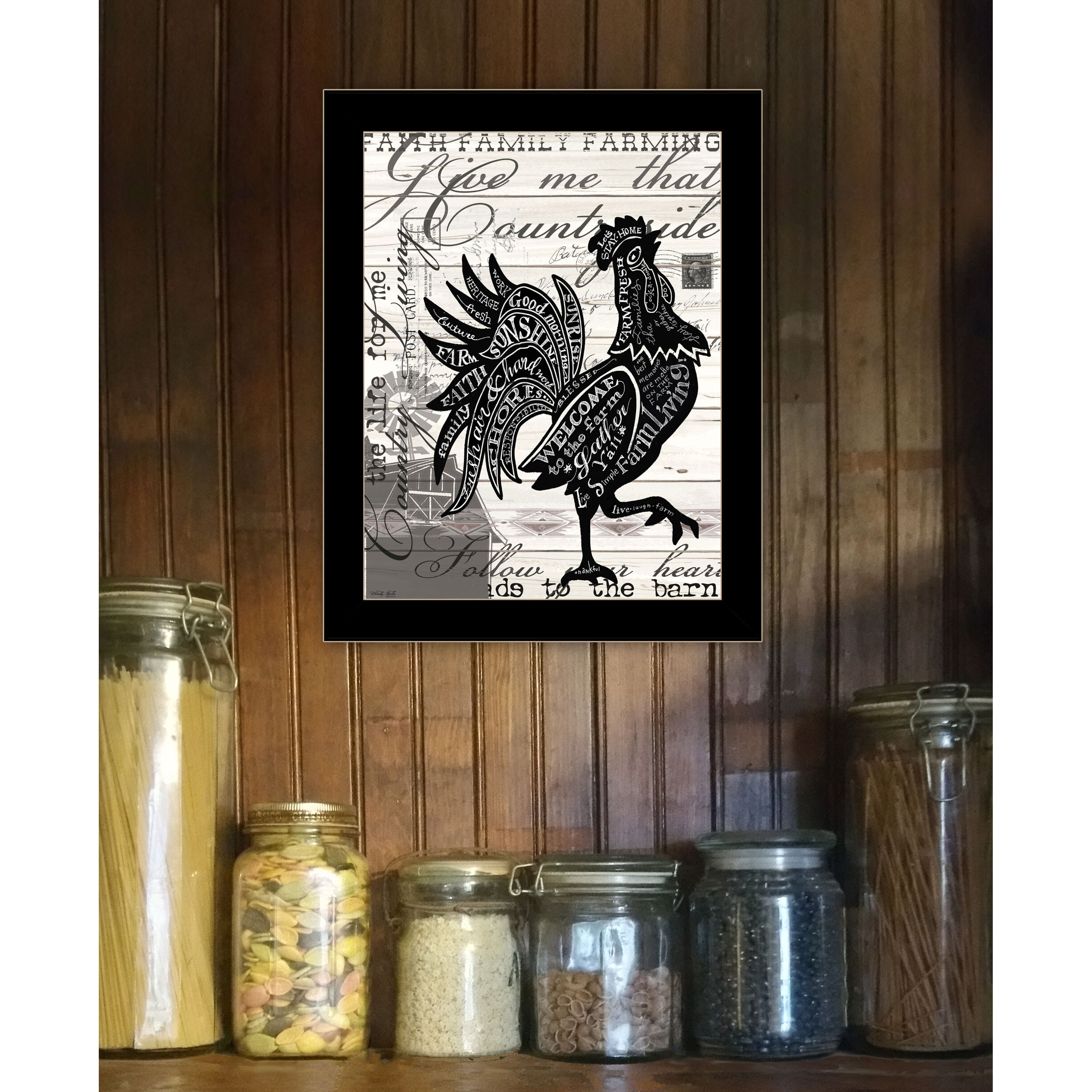 WELCOME TO THE FARM CHICKEN Black Framed Print Wall Art