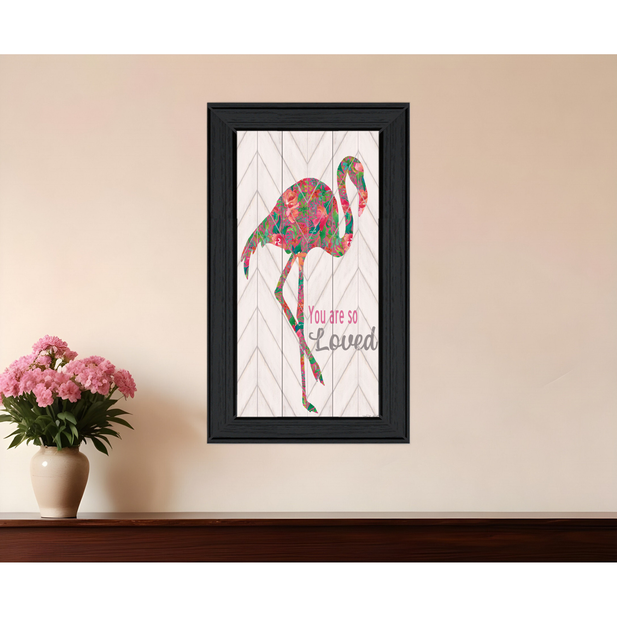 You are so loved Flamingo Black Framed Print Wall Art