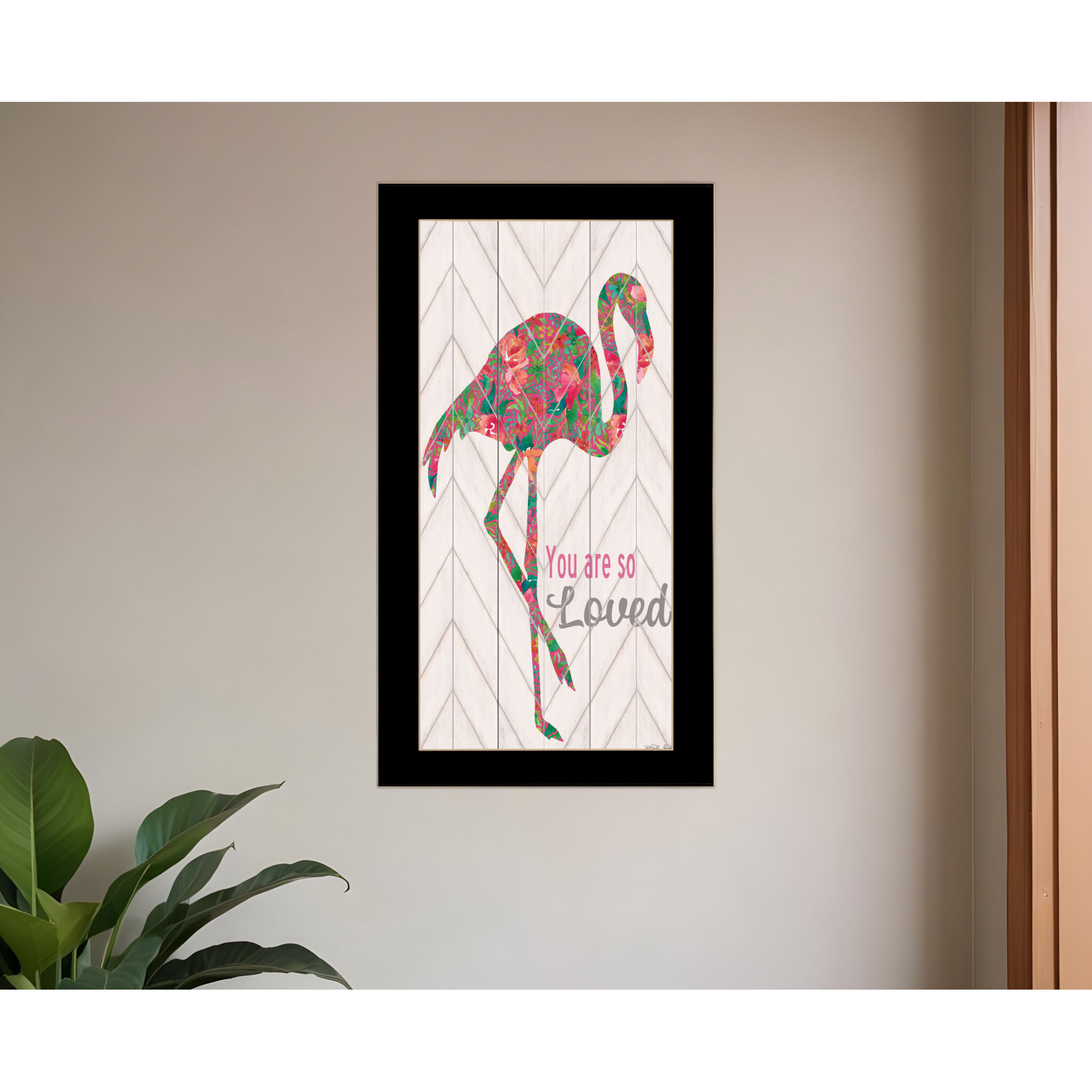 You are so loved Flamingo Black Framed Print Wall Art