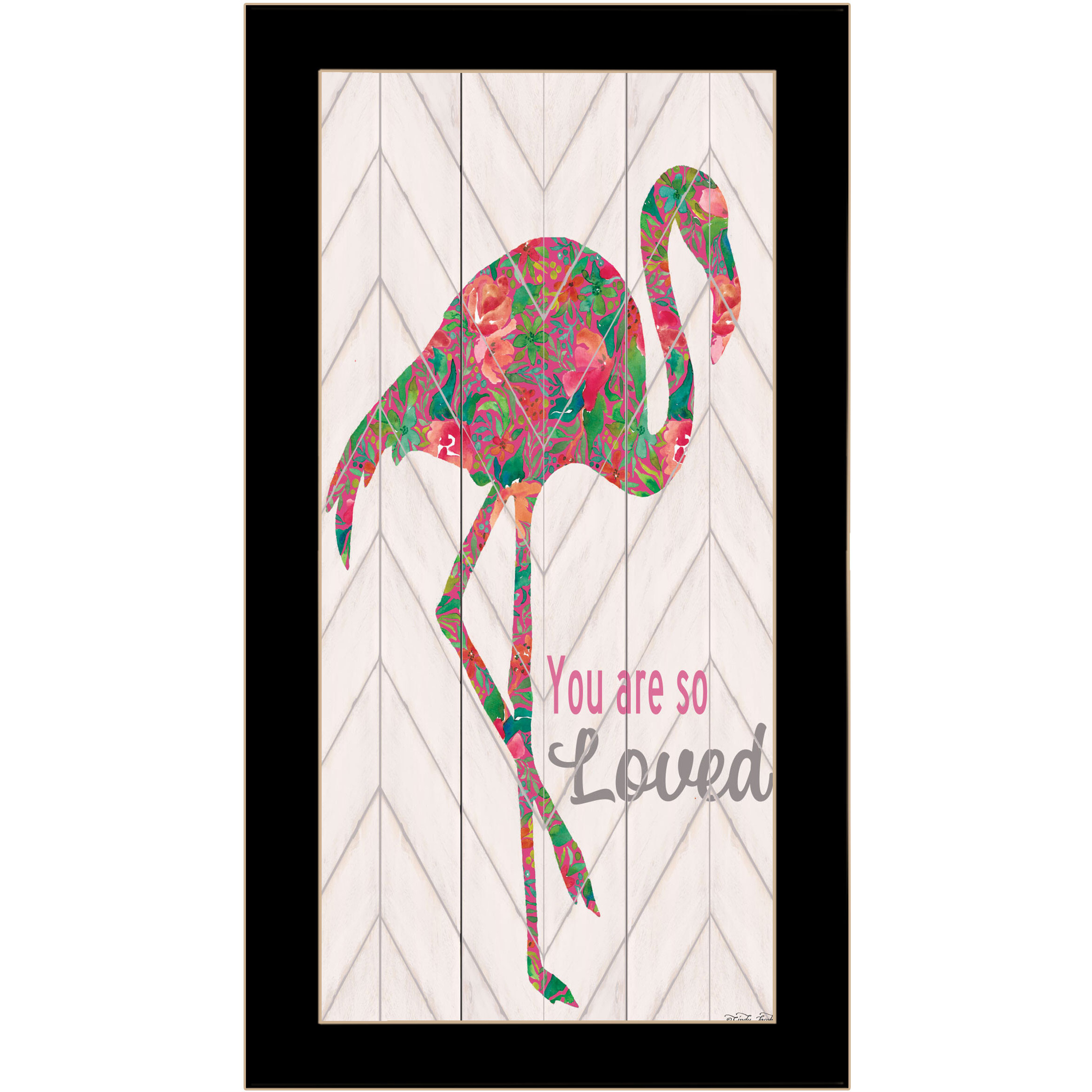 You are so loved Flamingo Black Framed Print Wall Art