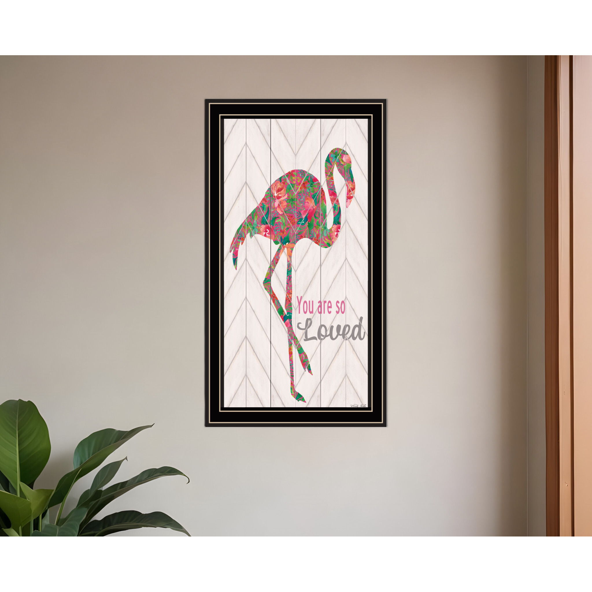 You are so loved Flamingo Black Framed Print Wall Art