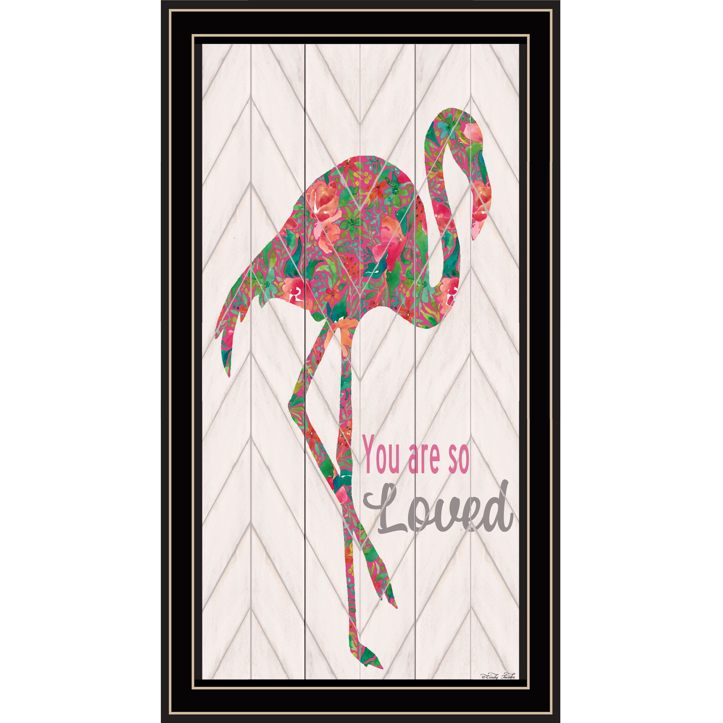 You are so loved Flamingo Black Framed Print Wall Art