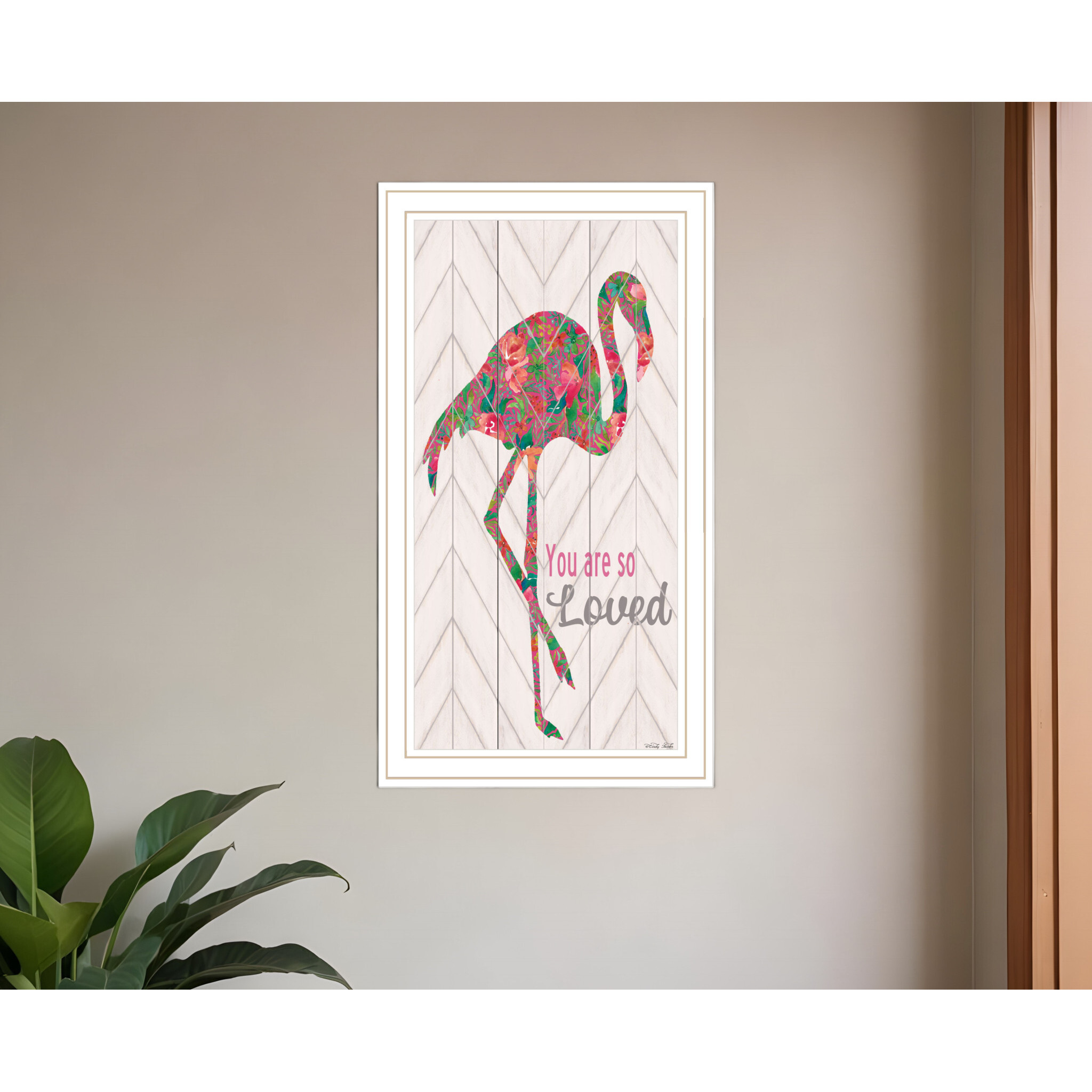 You are so loved Flamingo White Framed Print Wall Art
