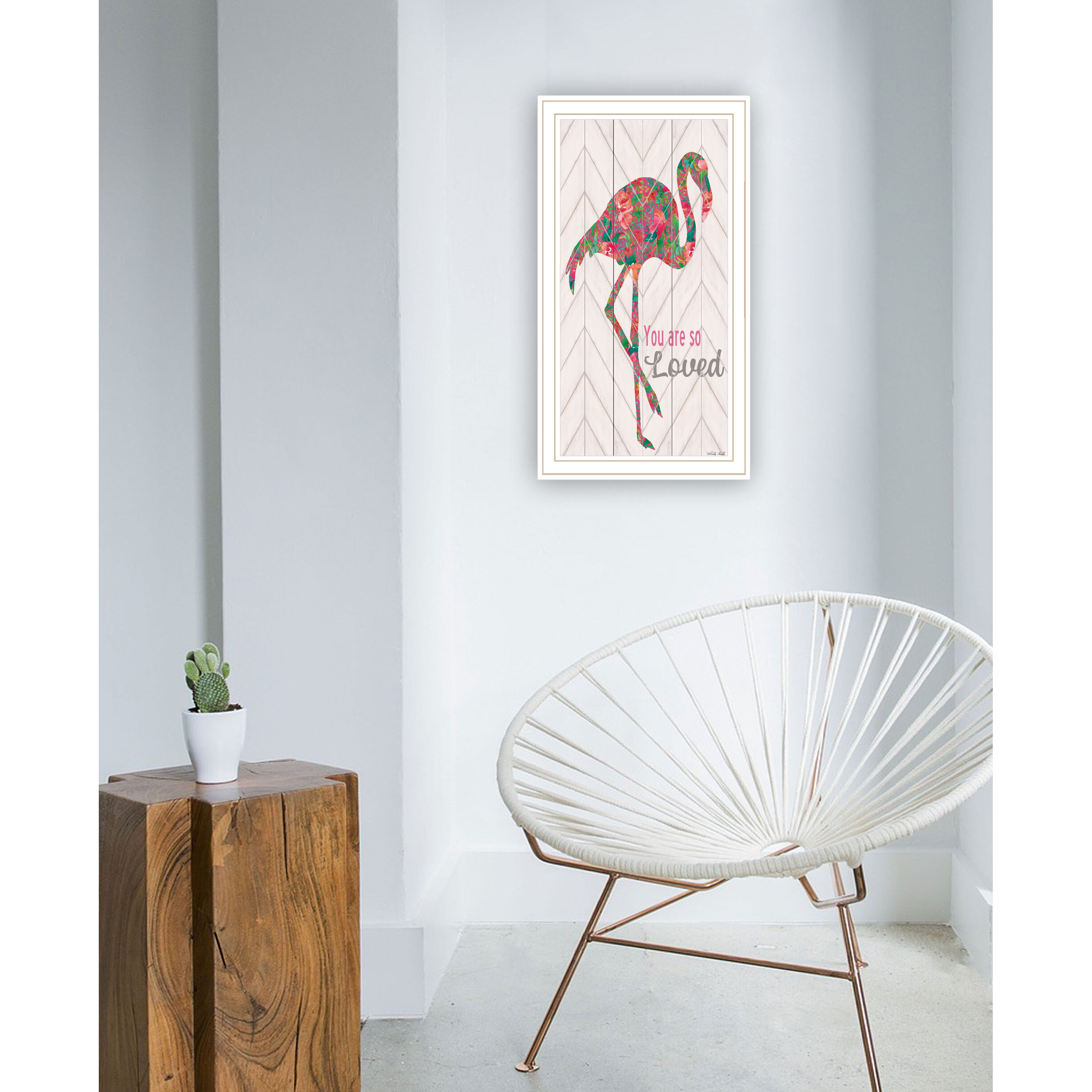 You are so loved Flamingo White Framed Print Wall Art