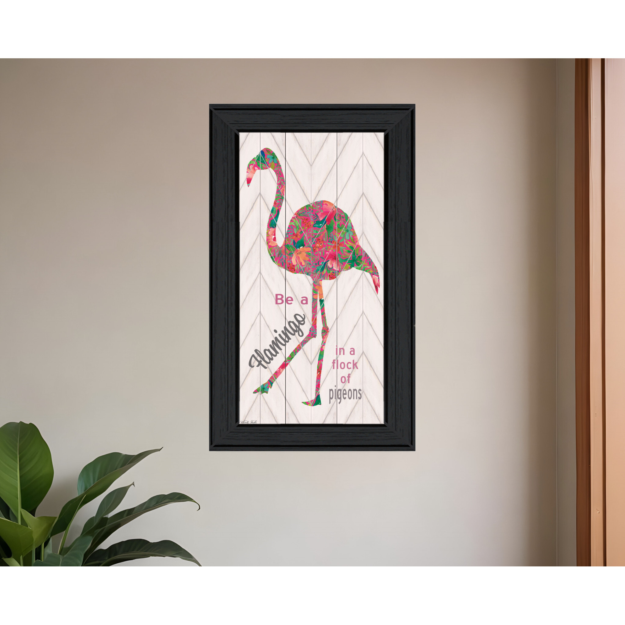 Be A Flamingo Black Framed Print Wall Art