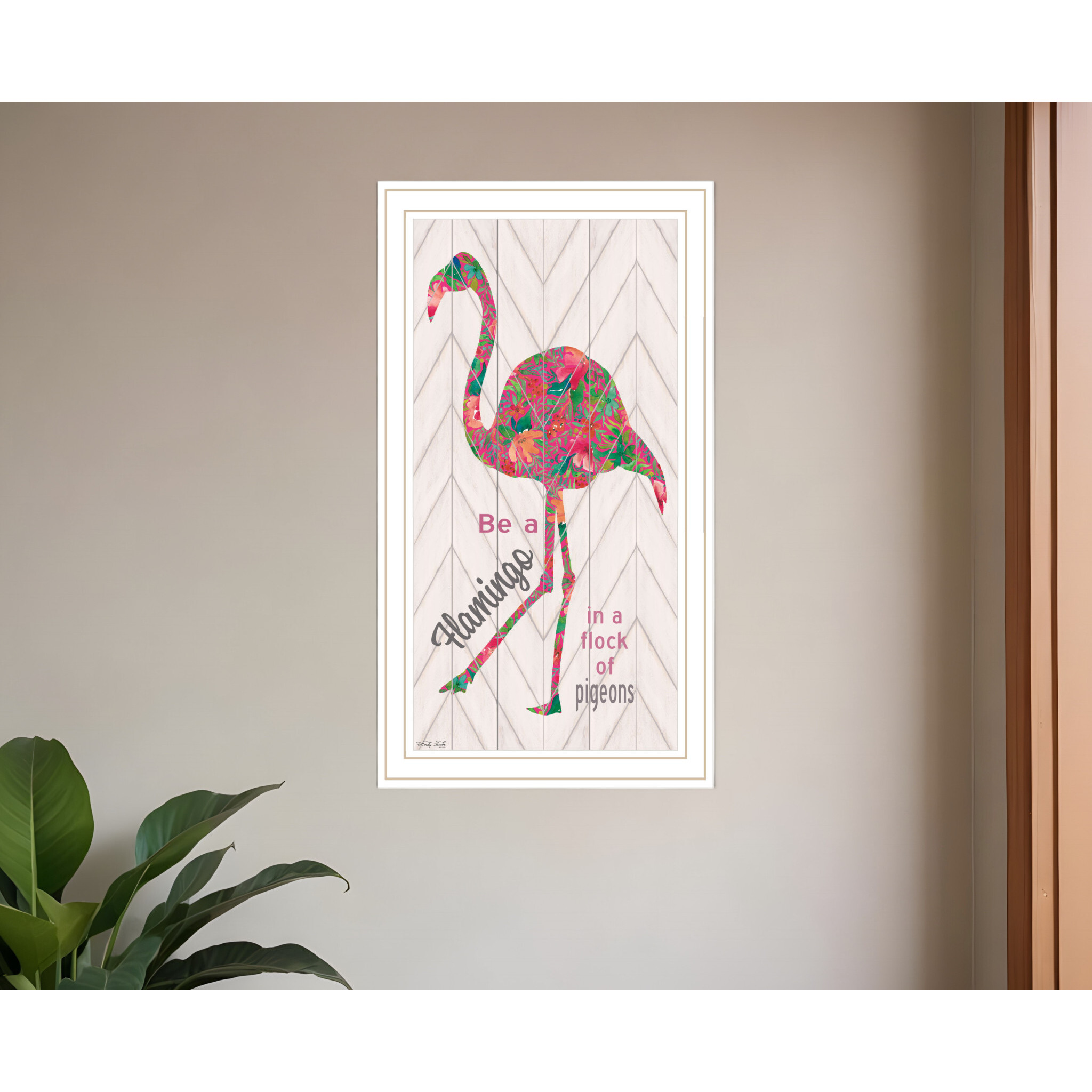 Be A Flamingo White Framed Print Wall Art