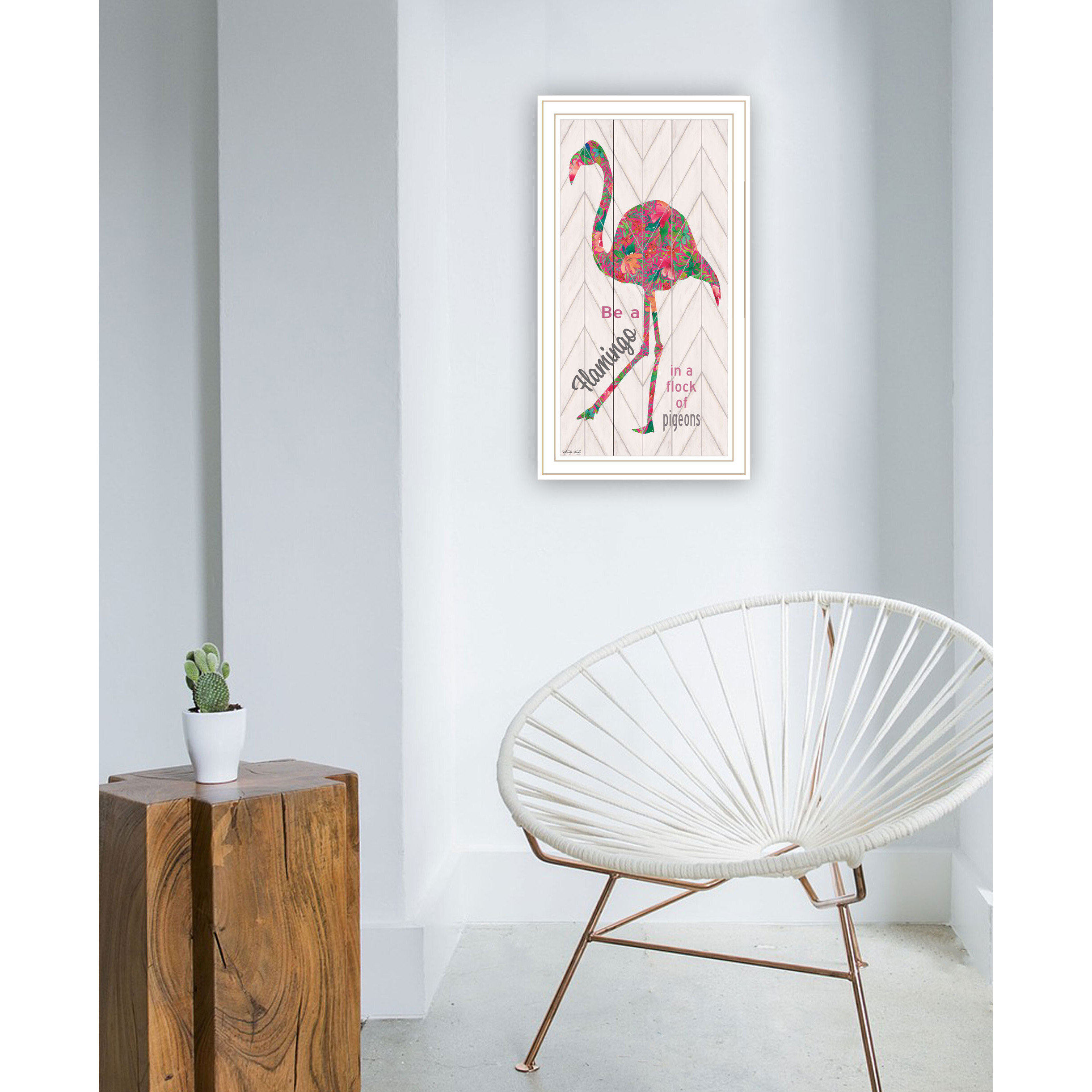 Be A Flamingo White Framed Print Wall Art