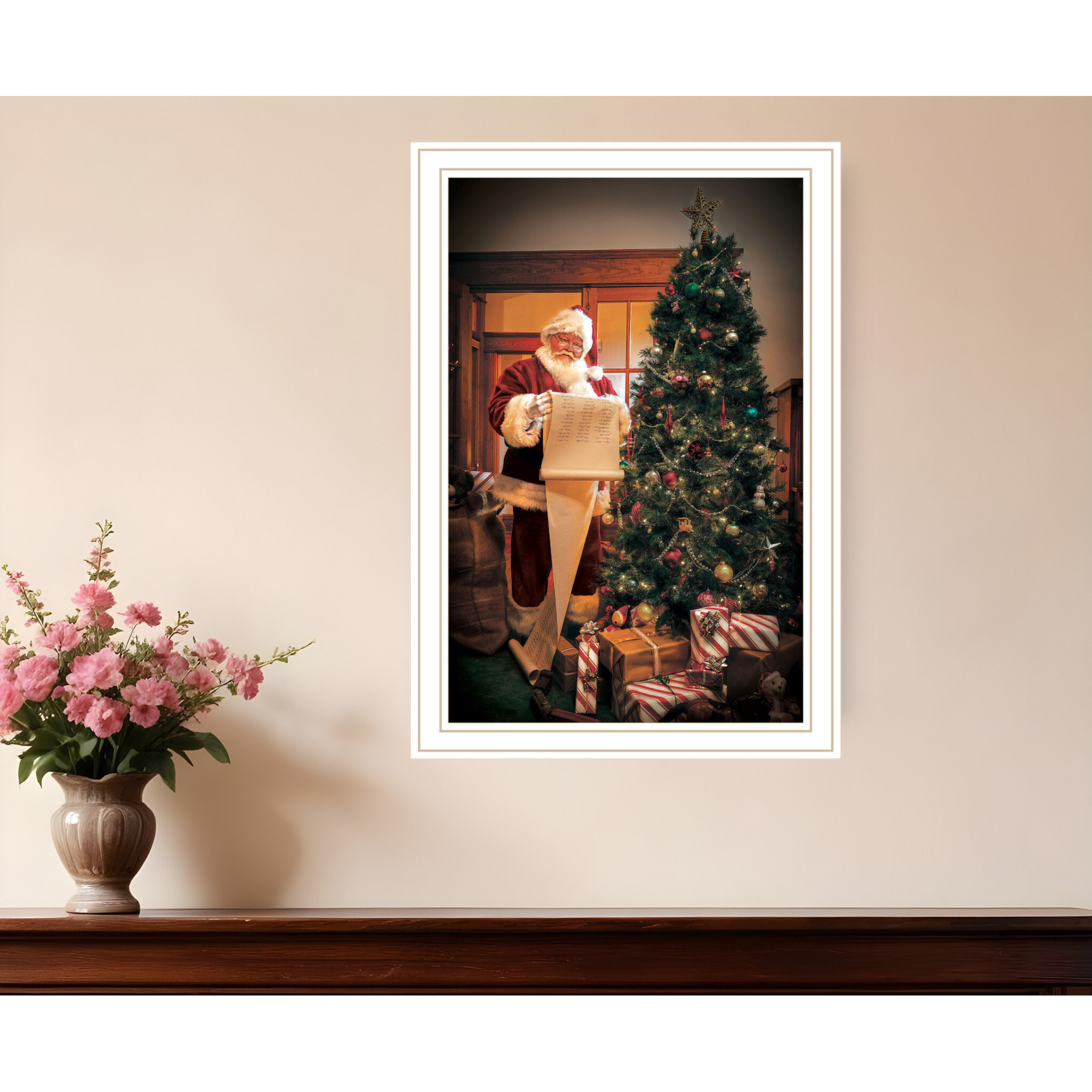 Naughty Or Nice White Framed Print Wall Art