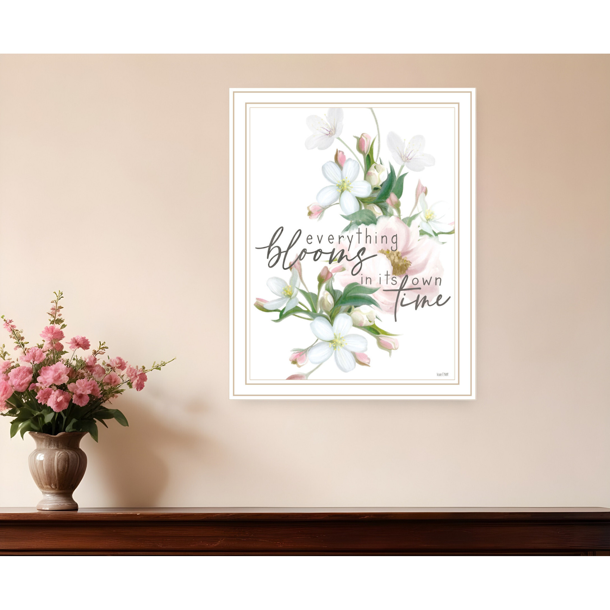 Everything Bloom White Framed Print Wall Art