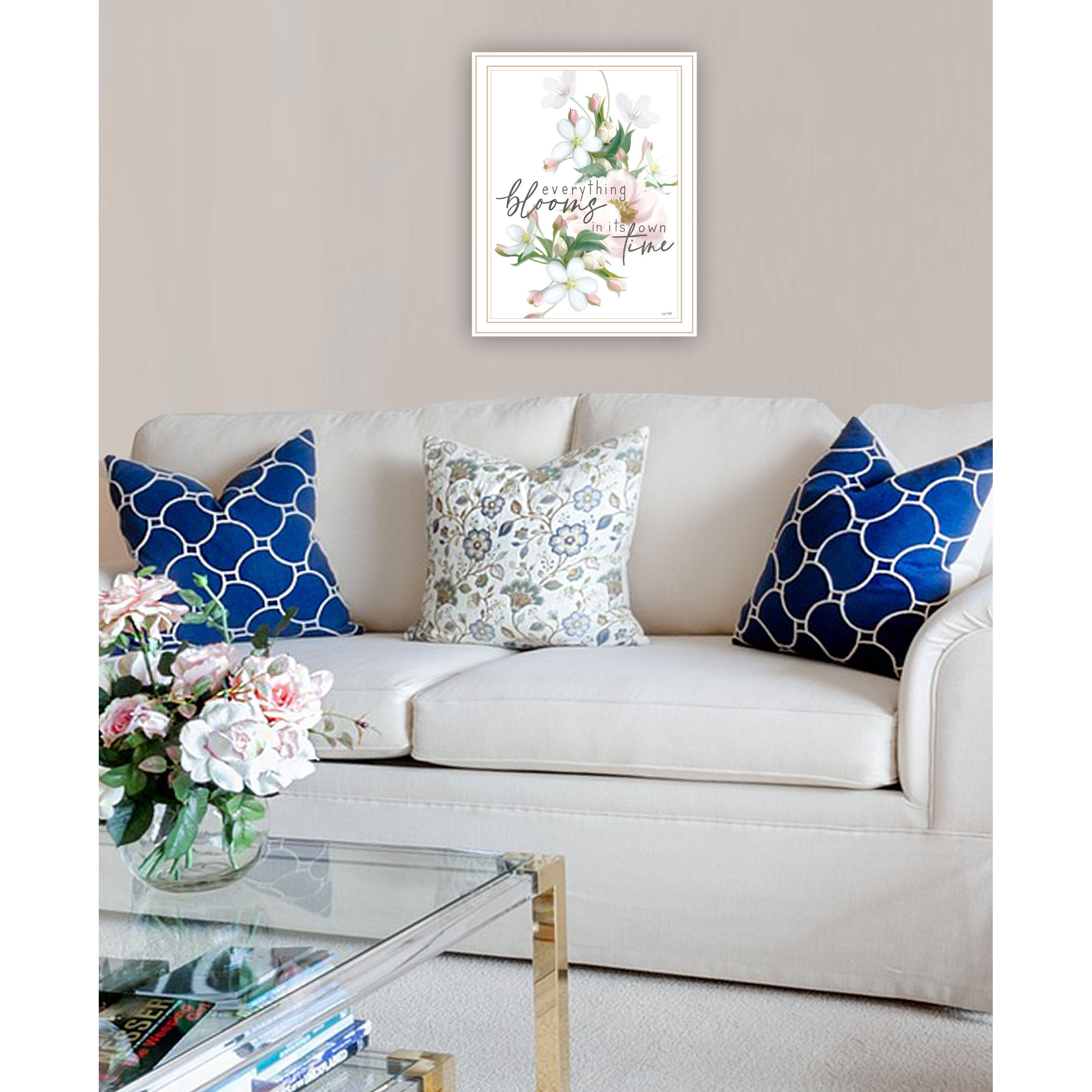 Everything Bloom White Framed Print Wall Art