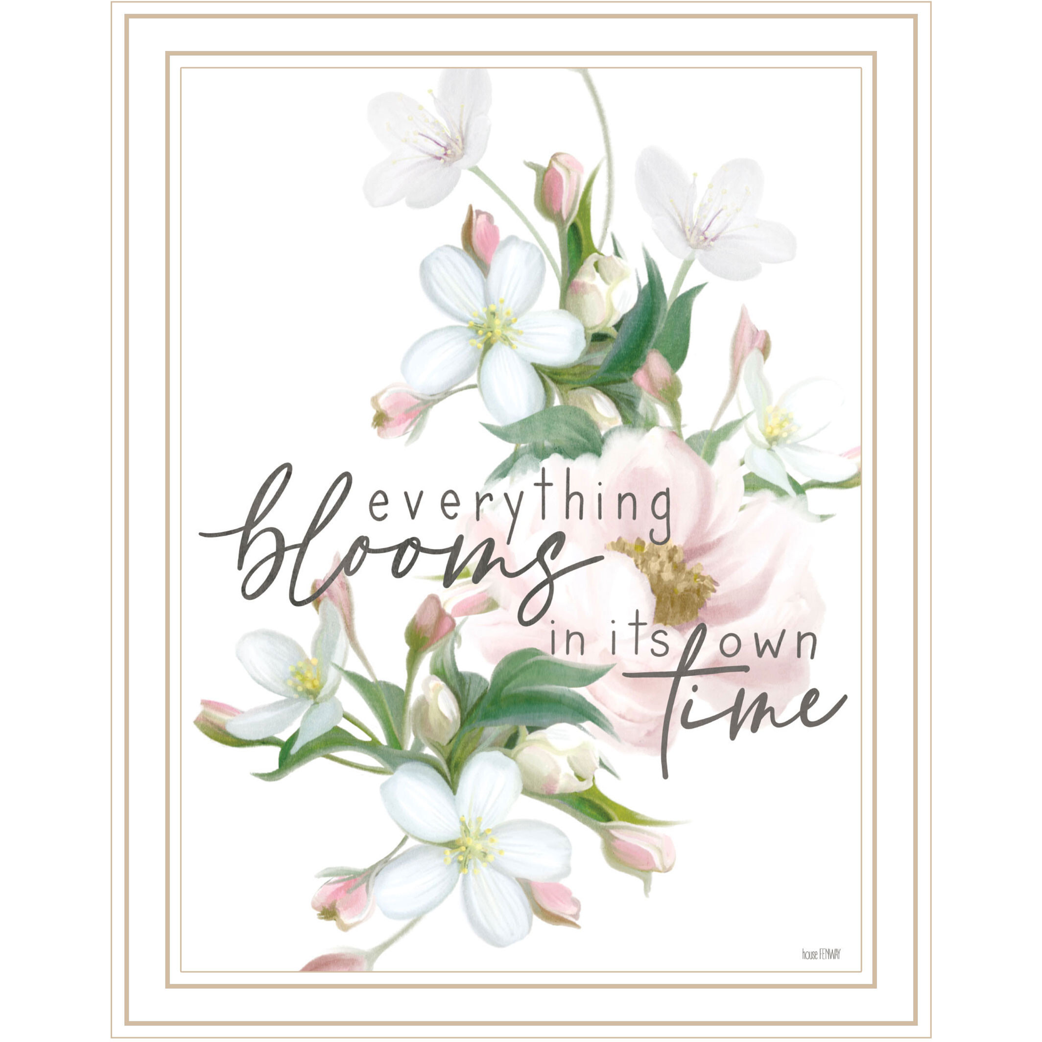Everything Bloom White Framed Print Wall Art
