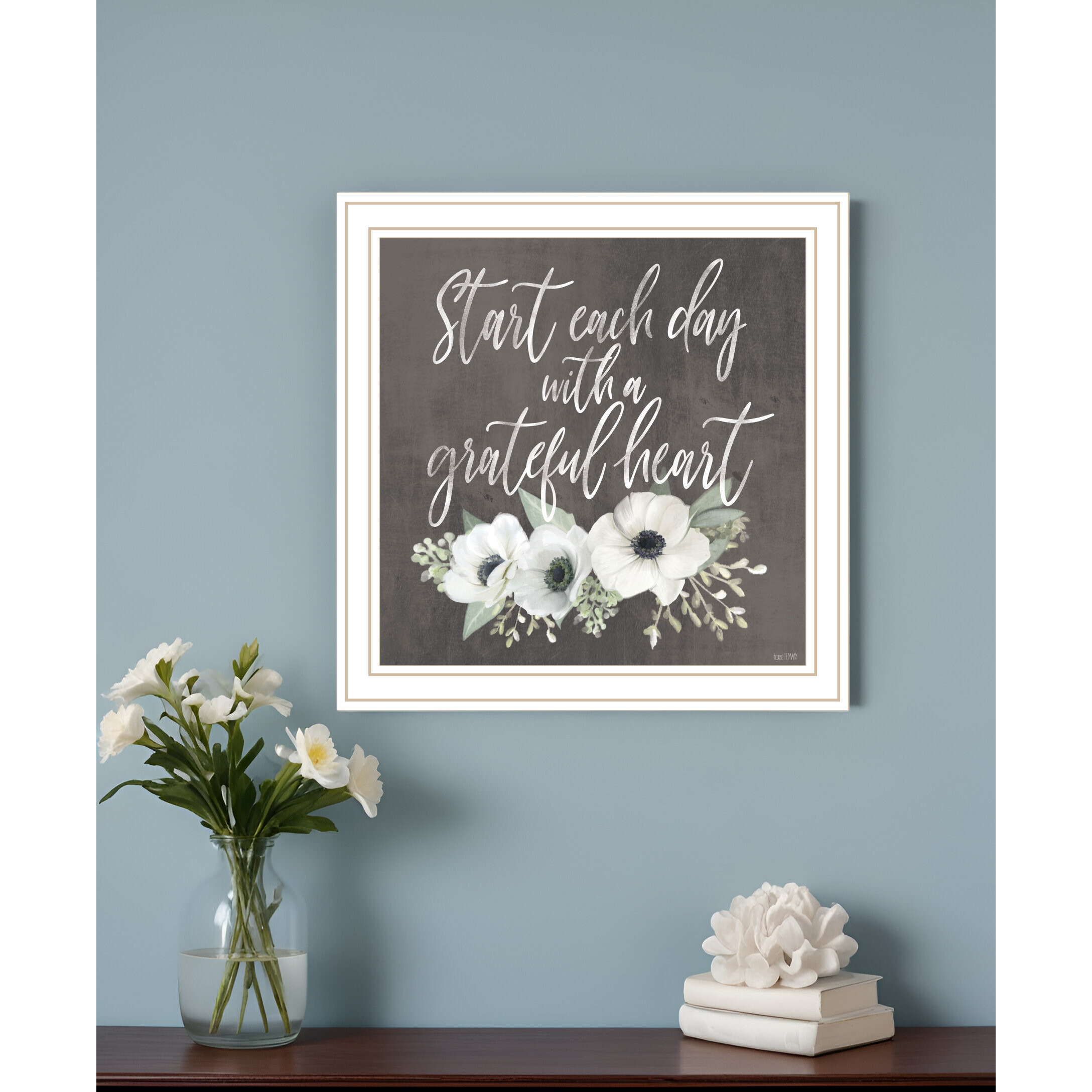 Grateful Heart White Framed Print Wall Art