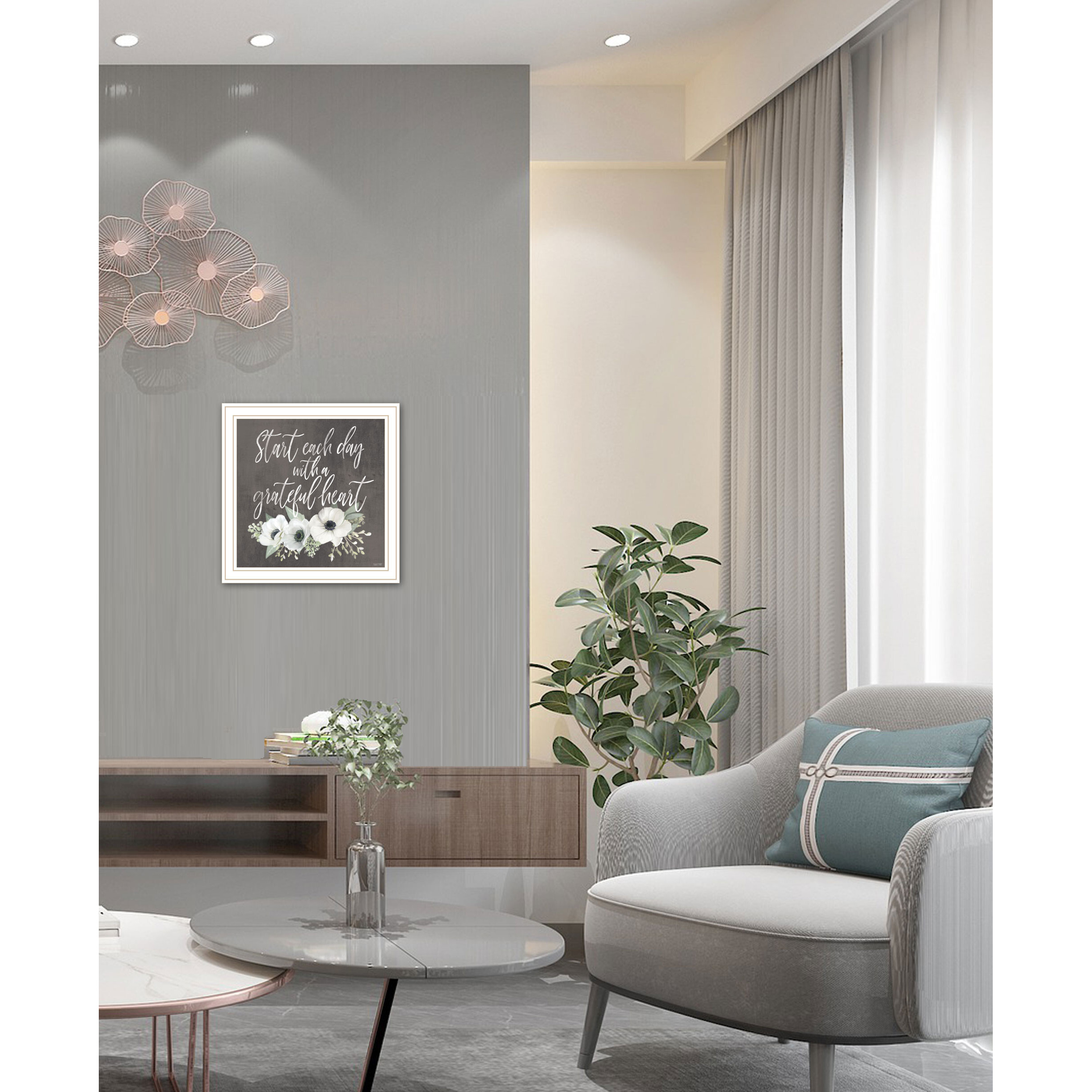 Grateful Heart White Framed Print Wall Art