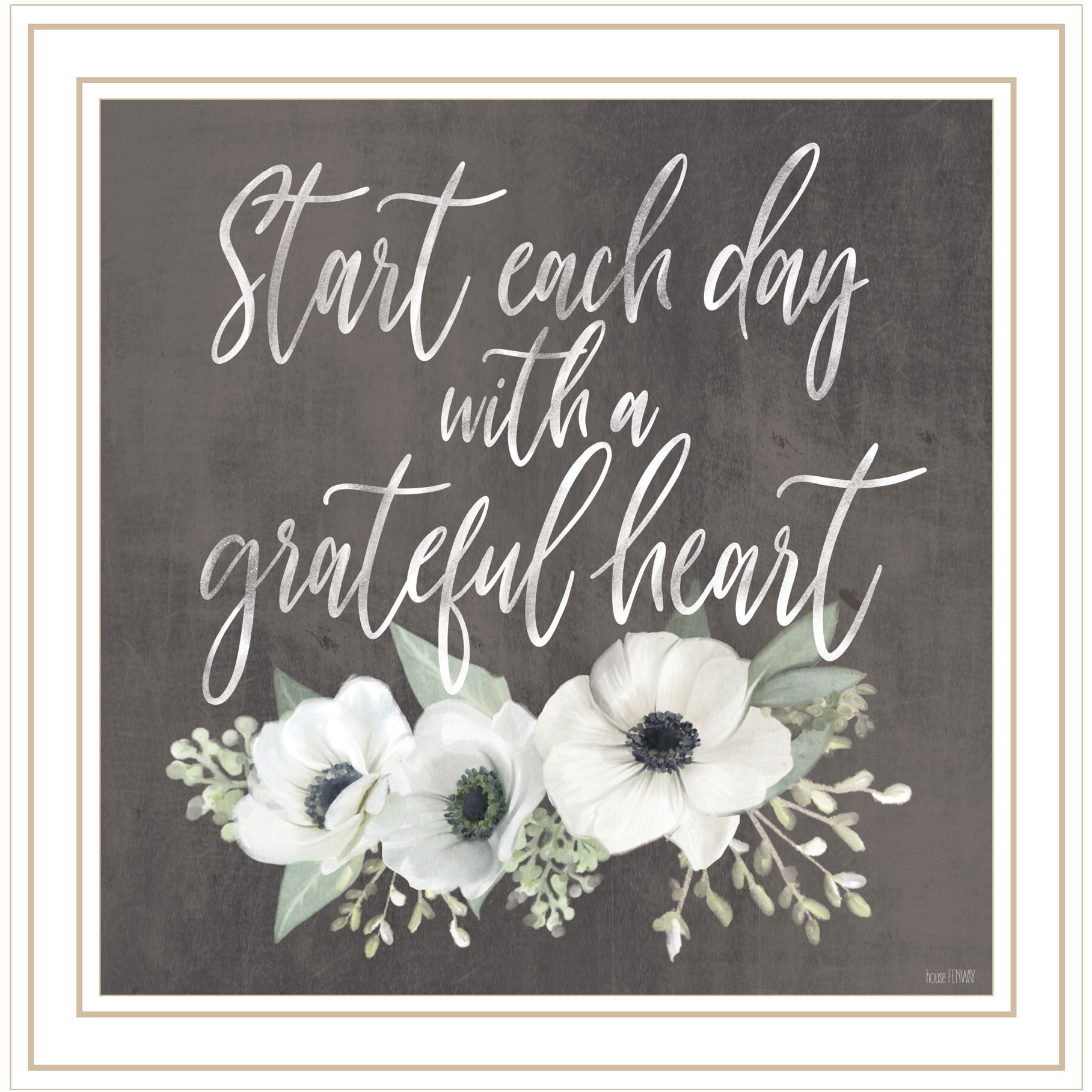 Grateful Heart White Framed Print Wall Art