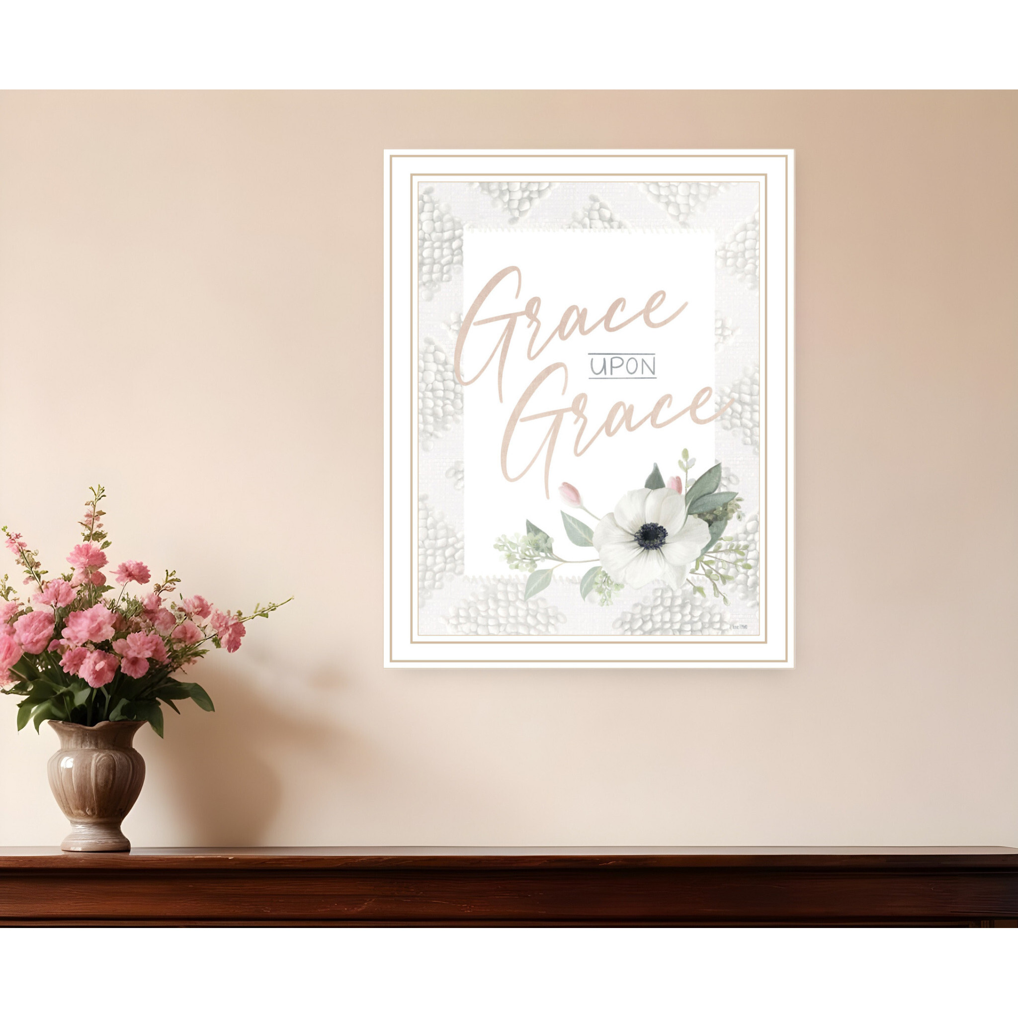 Grace Upon Grace White Framed Print Wall Art