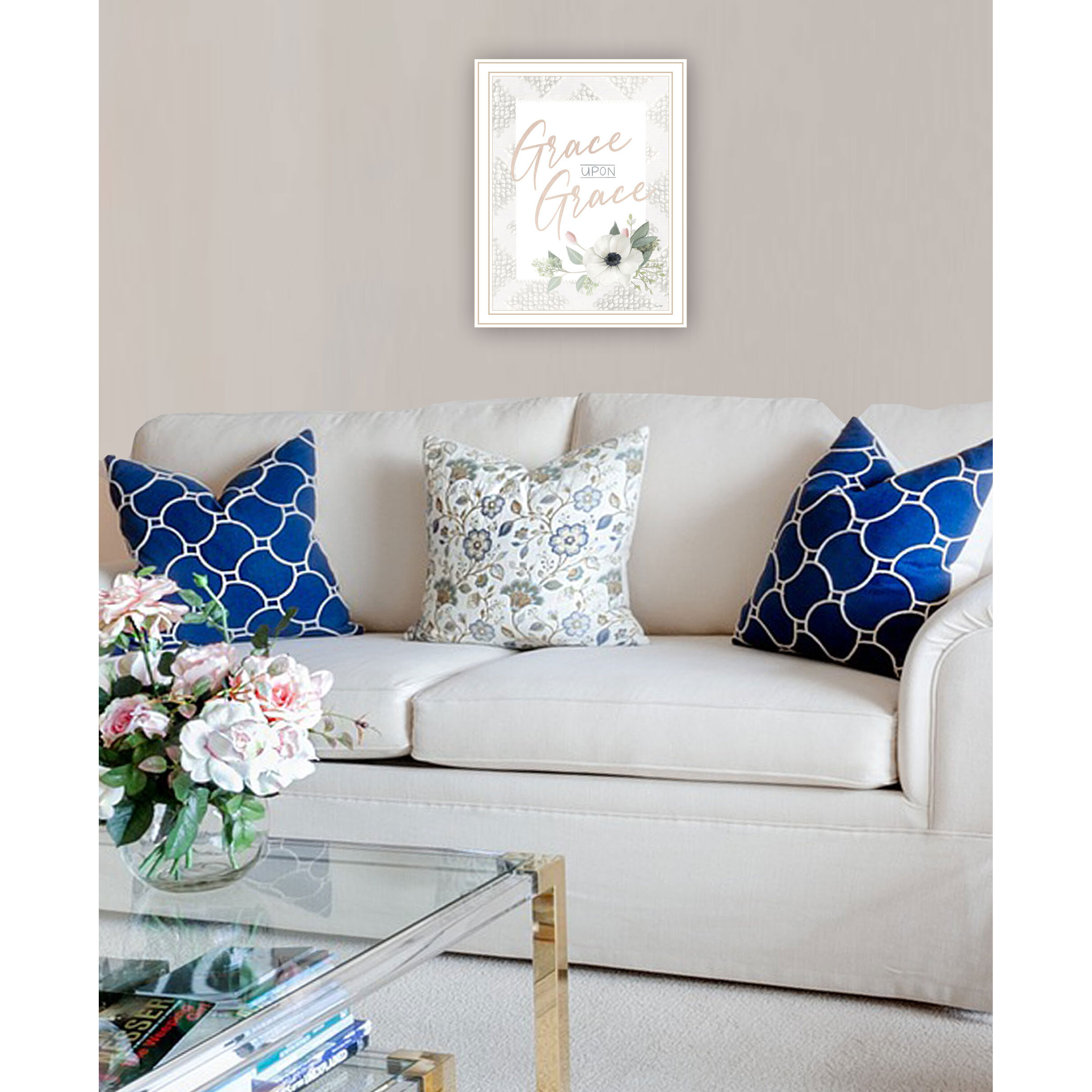 Grace Upon Grace White Framed Print Wall Art