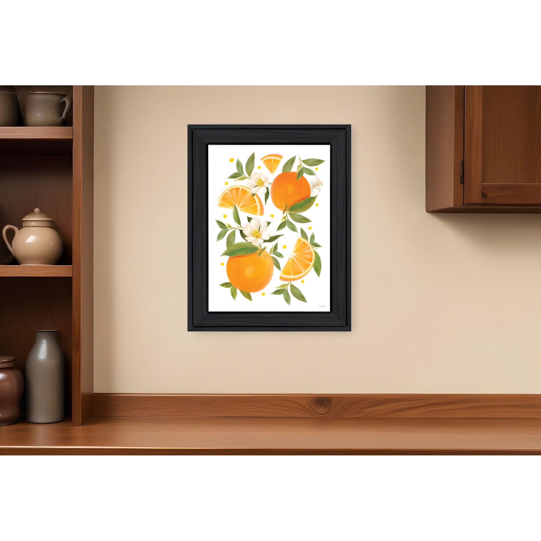Citrus Orange Botanical Black Framed Print Wall Art