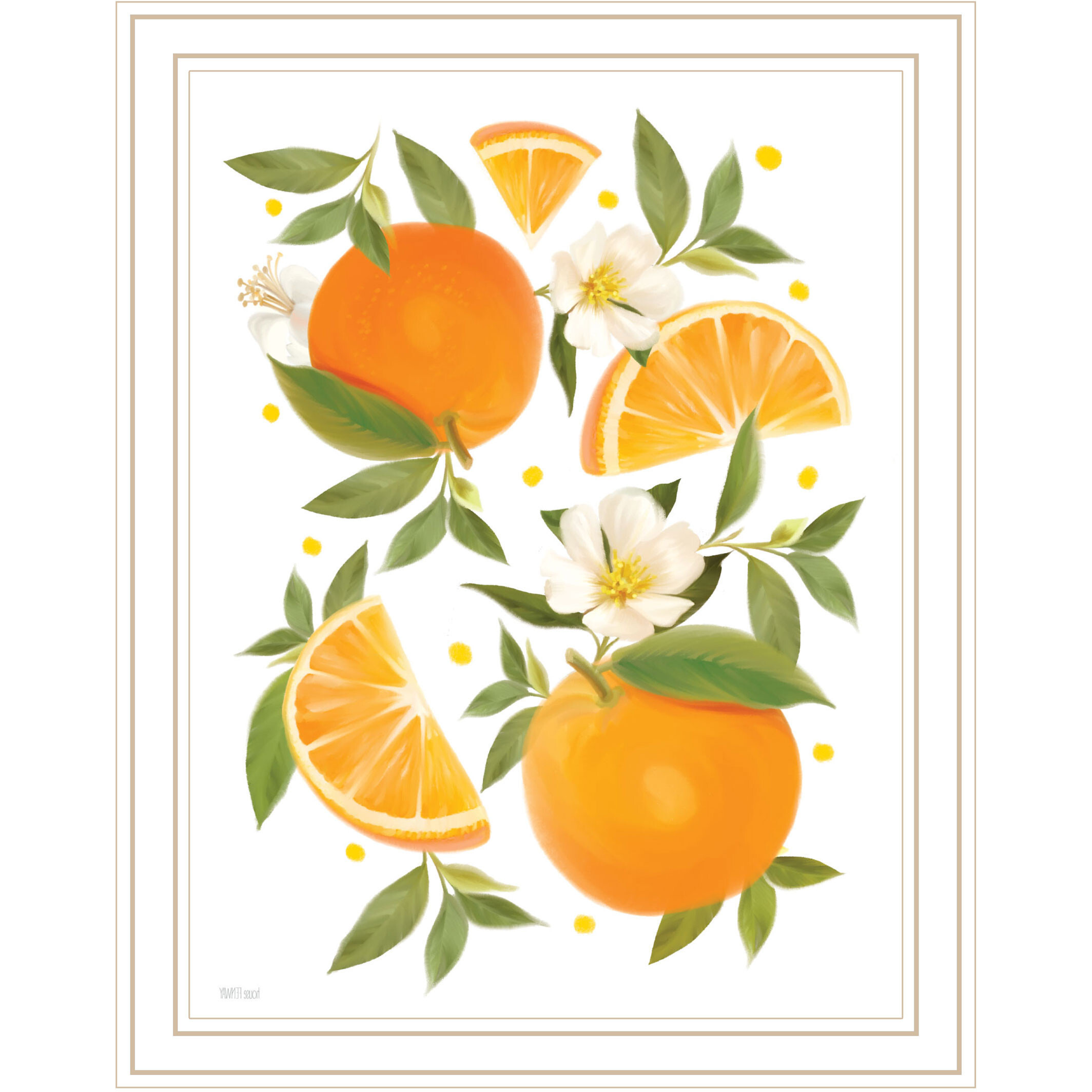 Citrus Orange Botanical White Framed Print Wall Art