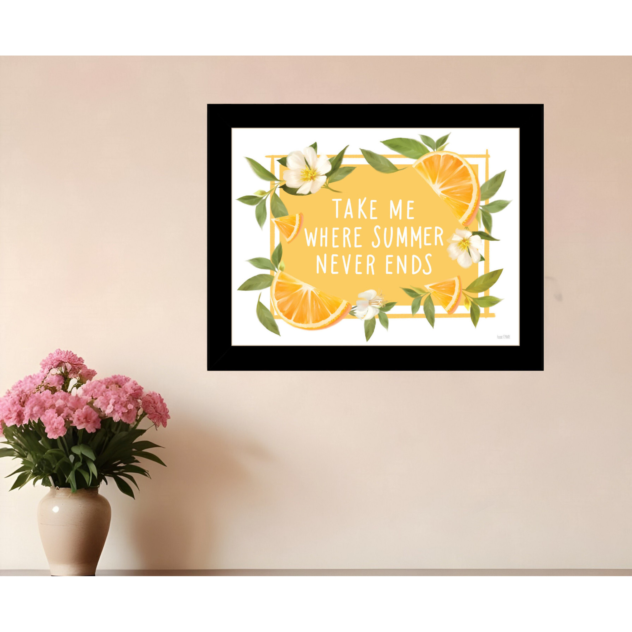 Take Me Where Summer Never Ends Black Framed Print Wall Art