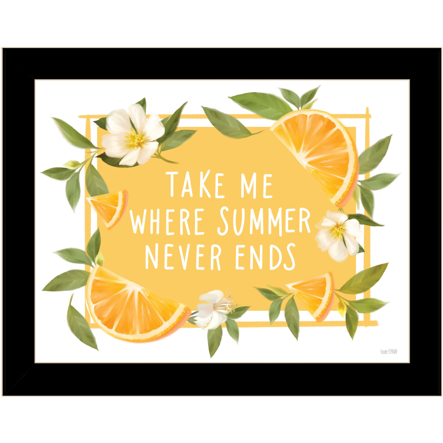 Take Me Where Summer Never Ends Black Framed Print Wall Art