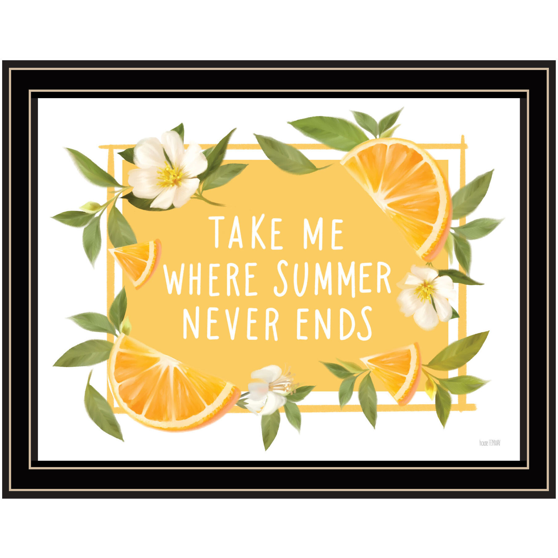 Take Me Where Summer Never Ends Black Framed Print Wall Art