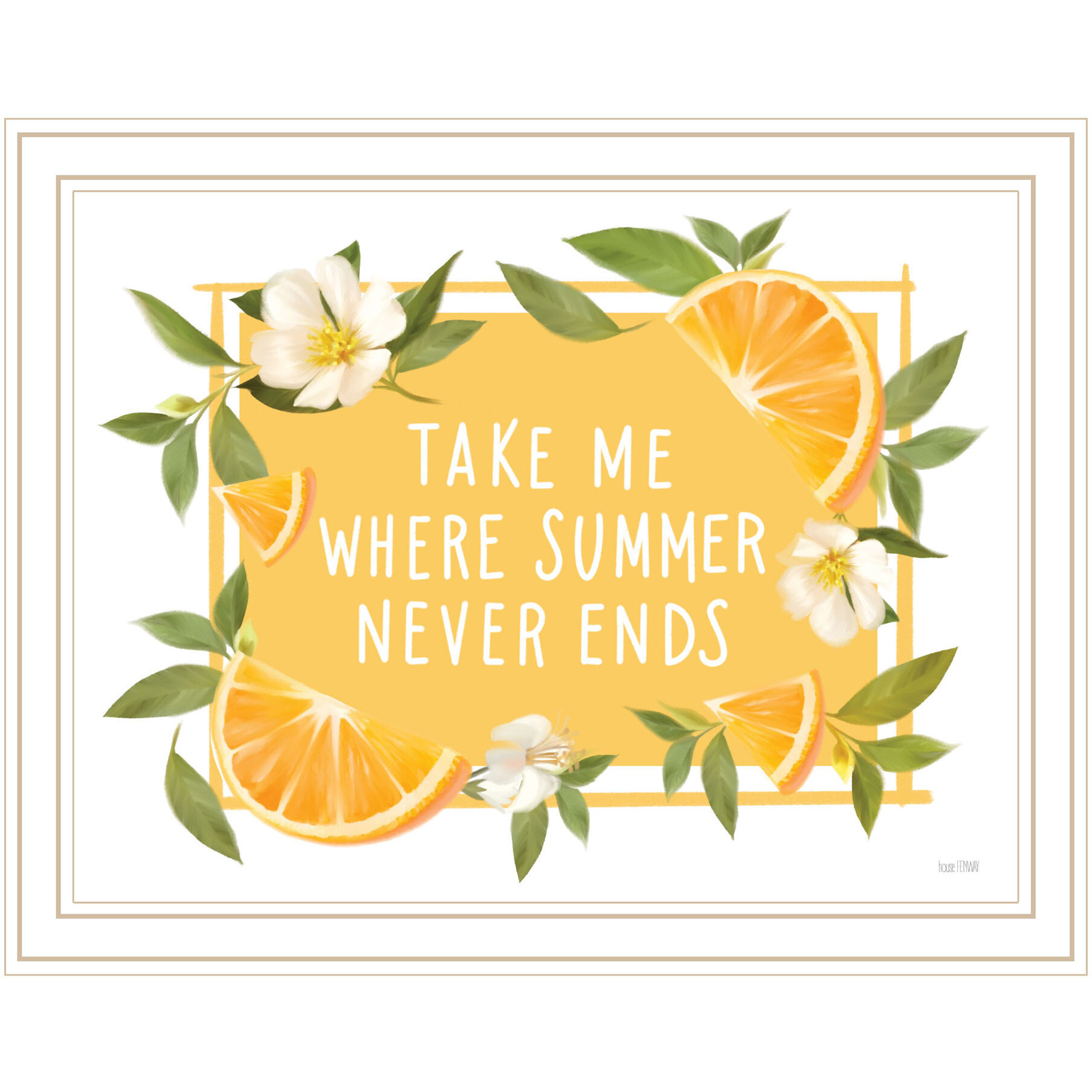 Take Me Where Summer Never Ends White Framed Print Wall Art