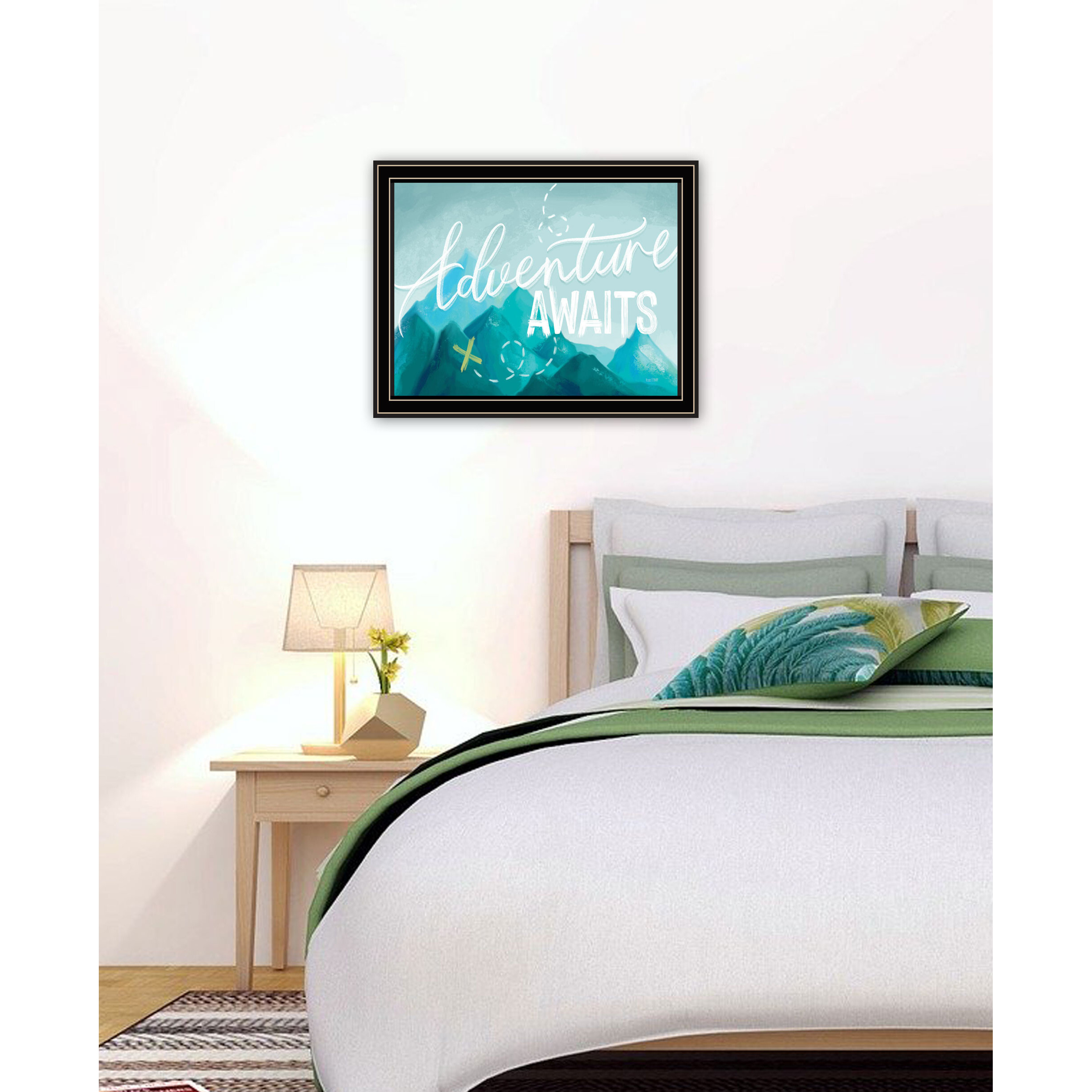 Adventure Awaits Black Framed Print Wall Art