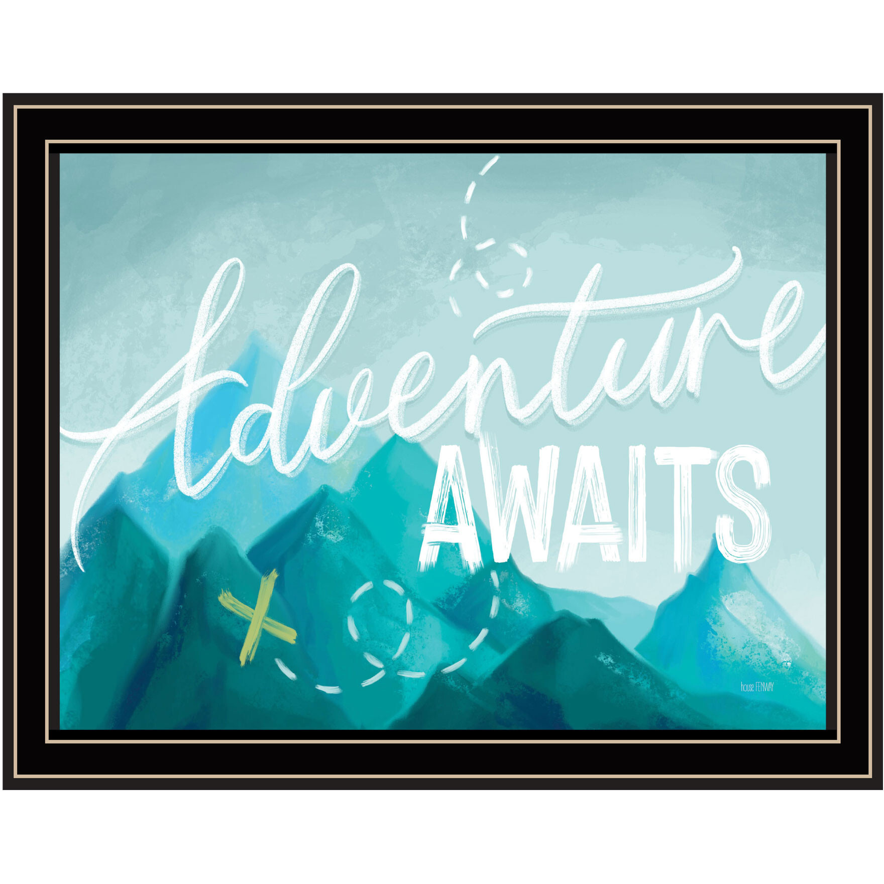 Adventure Awaits Black Framed Print Wall Art