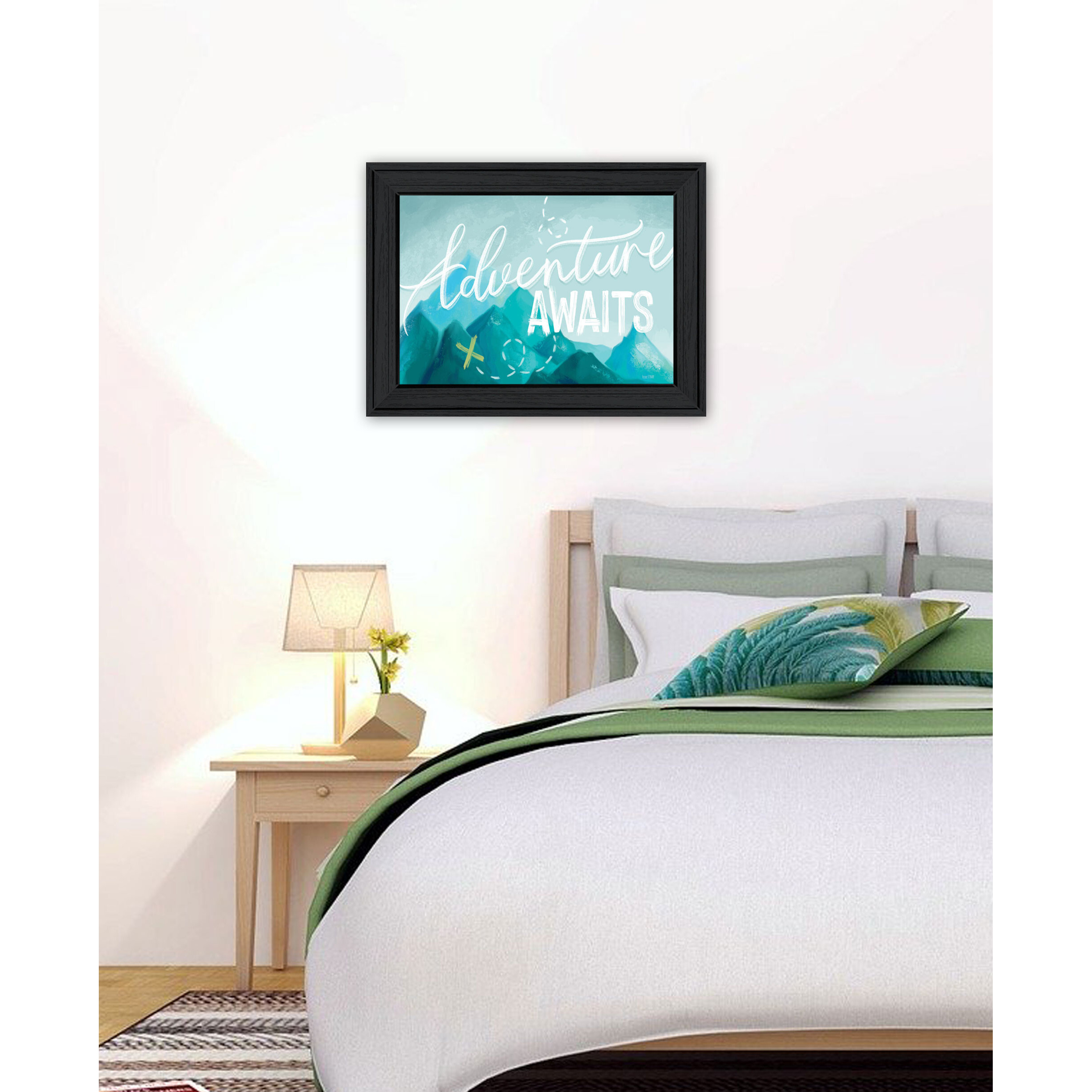 Adventure Awaits Black Framed Print Wall Art