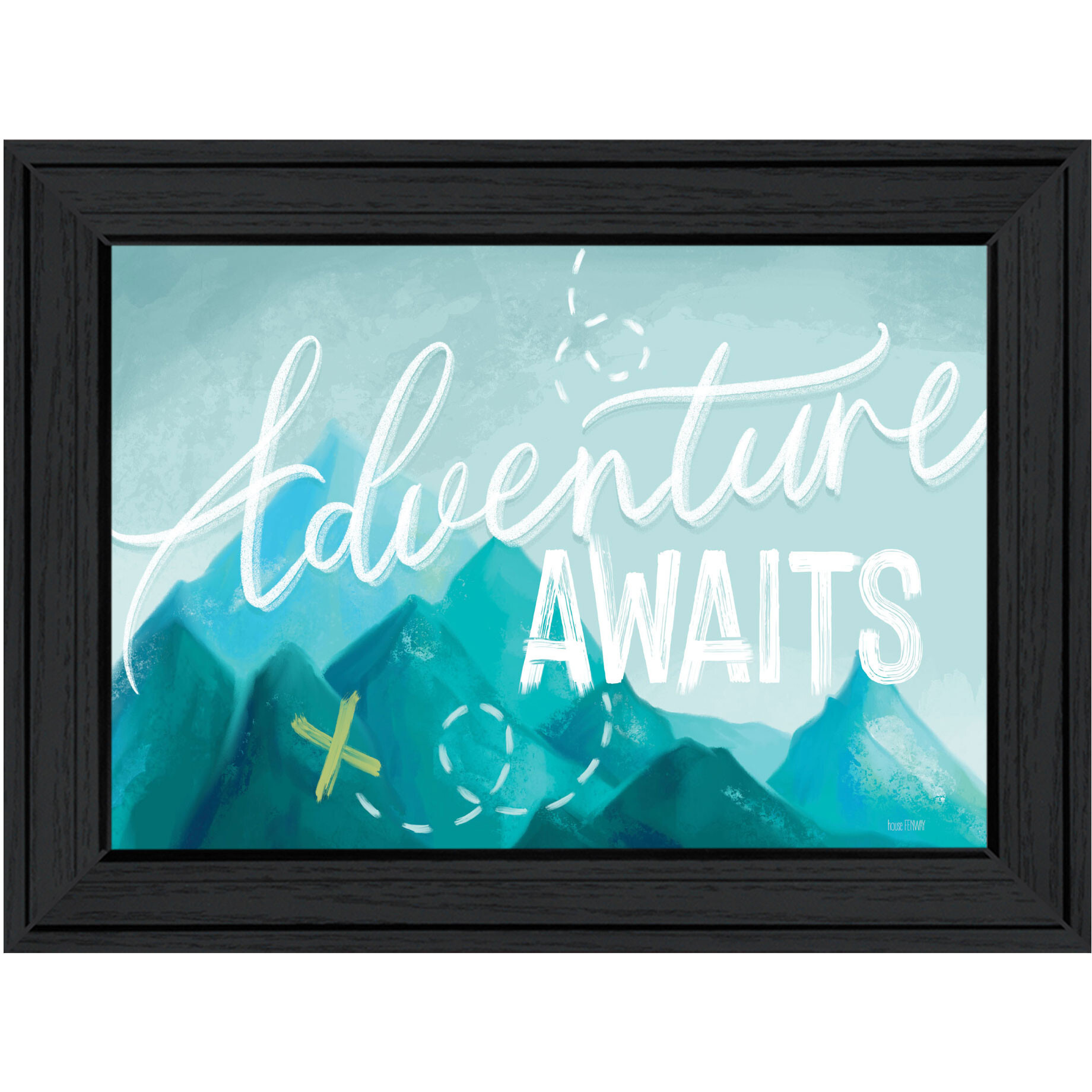 Adventure Awaits Black Framed Print Wall Art