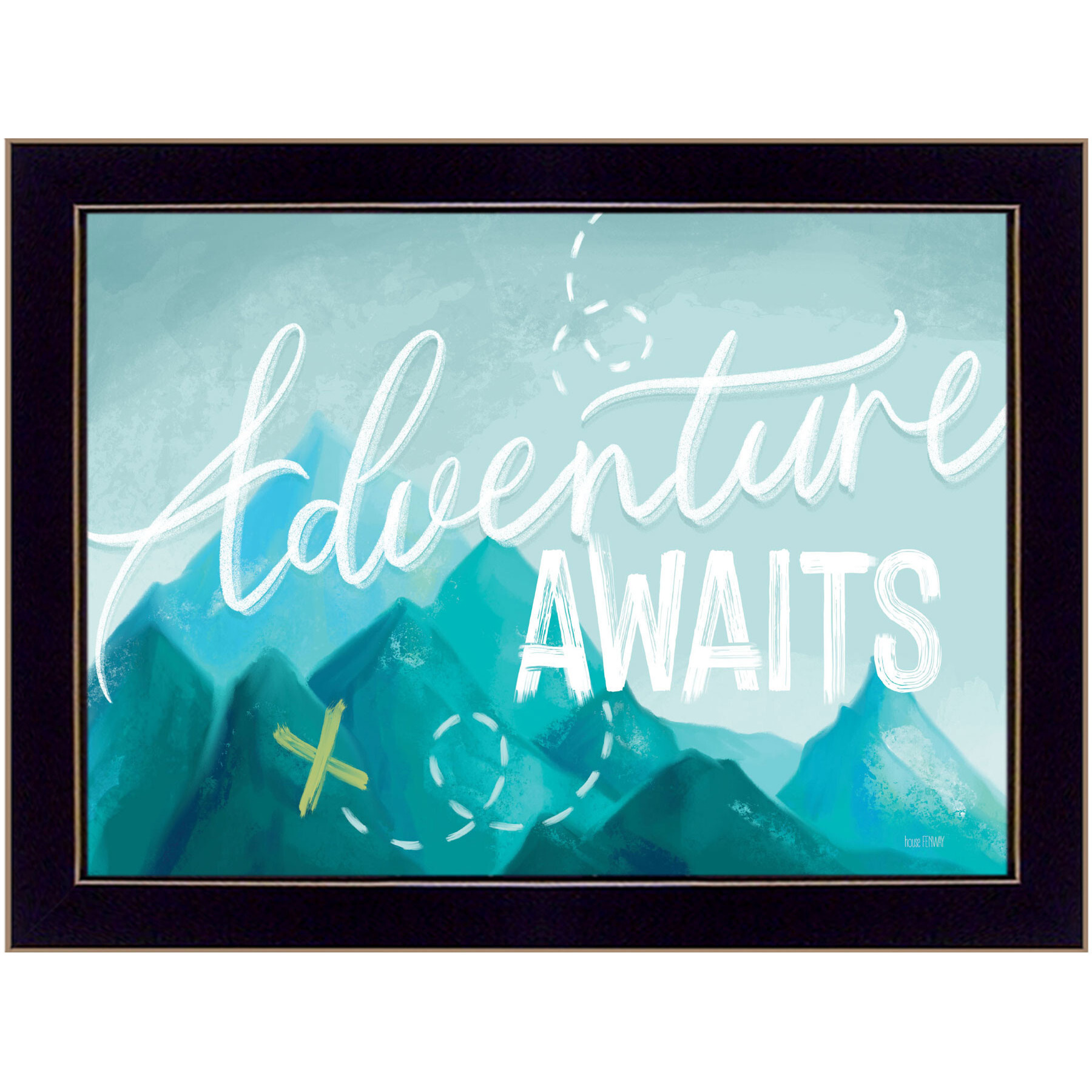 Adventure Awaits Black Framed Print Wall Art