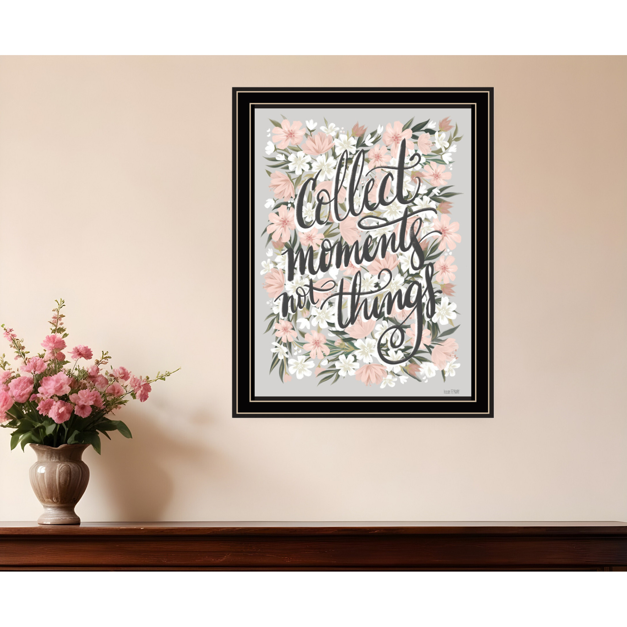 Collect Moments Not Things Black Framed Print Wall Art