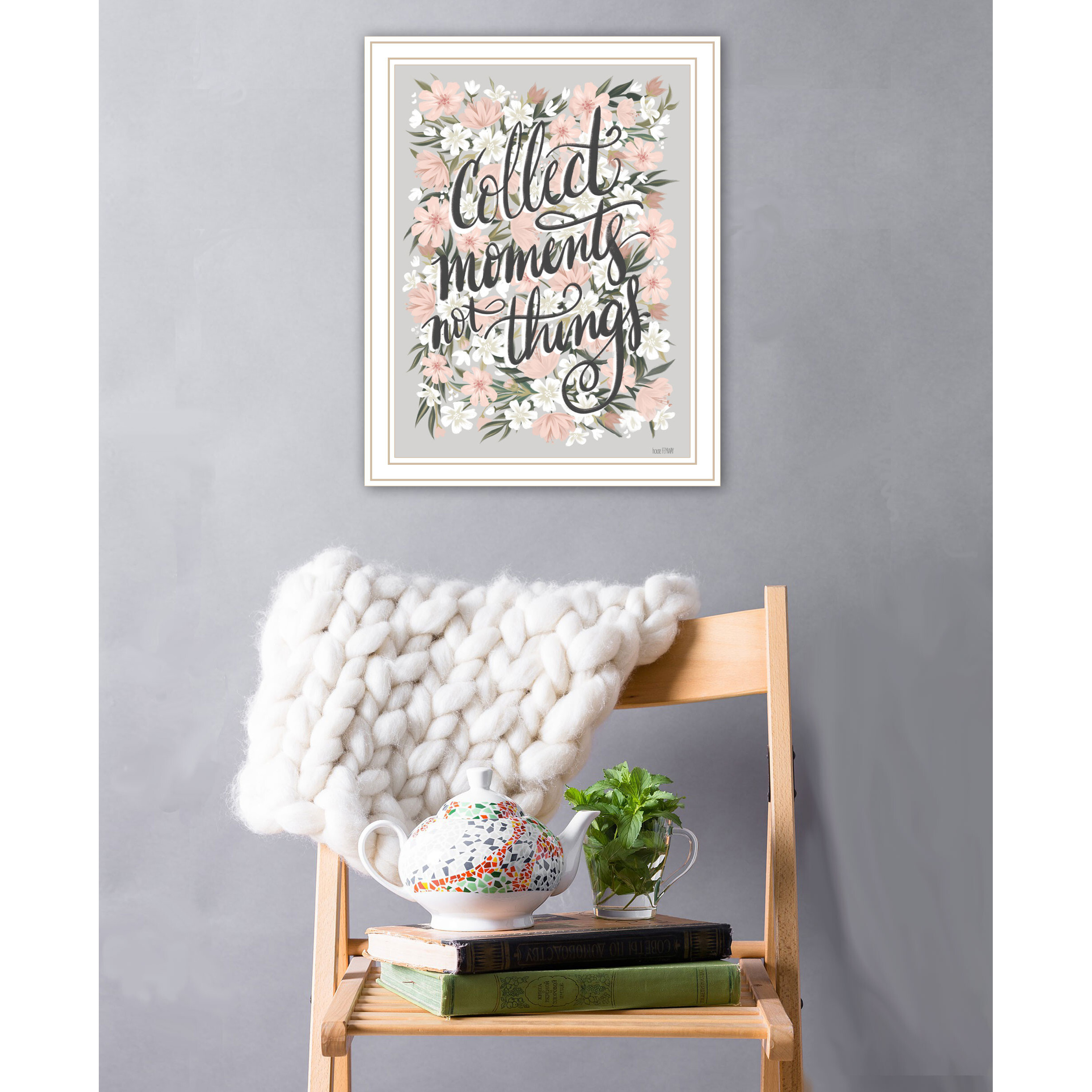 Collect Moments Not Things White Framed Print Wall Art