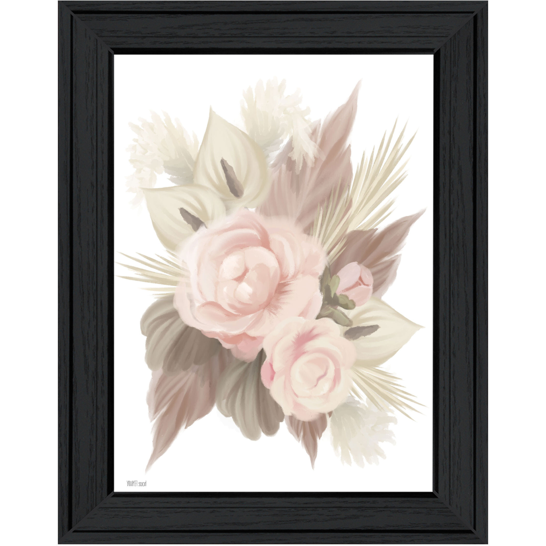 BOHEMIAN BOUQUET Black Framed Print Wall Art