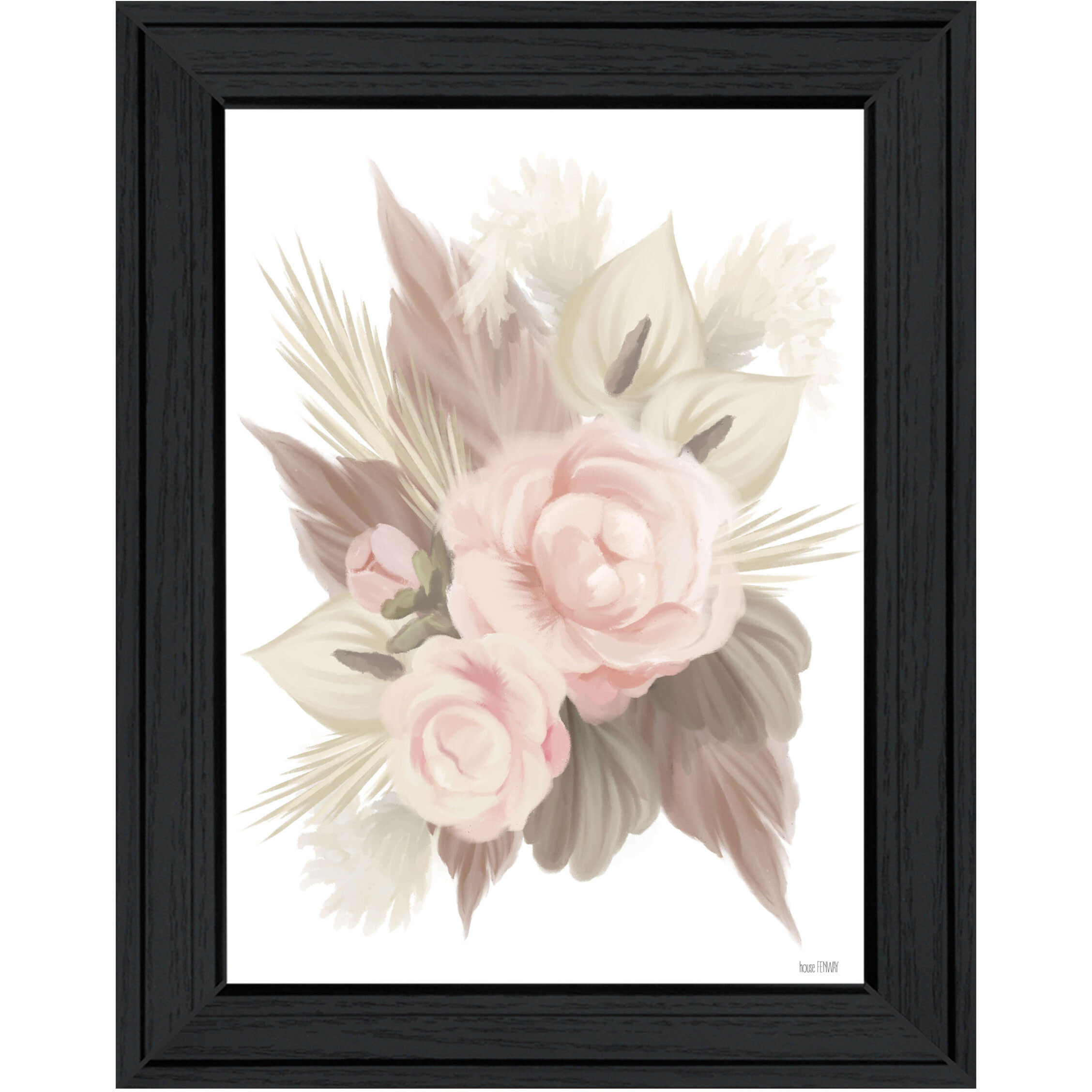 BOHEMIAN BOUQUET Black Framed Print Wall Art