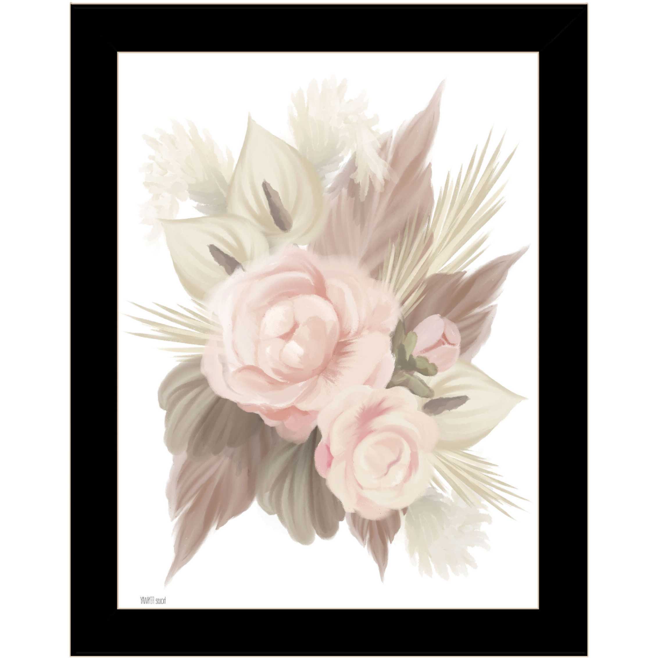 BOHEMIAN BOUQUET Black Framed Print Wall Art