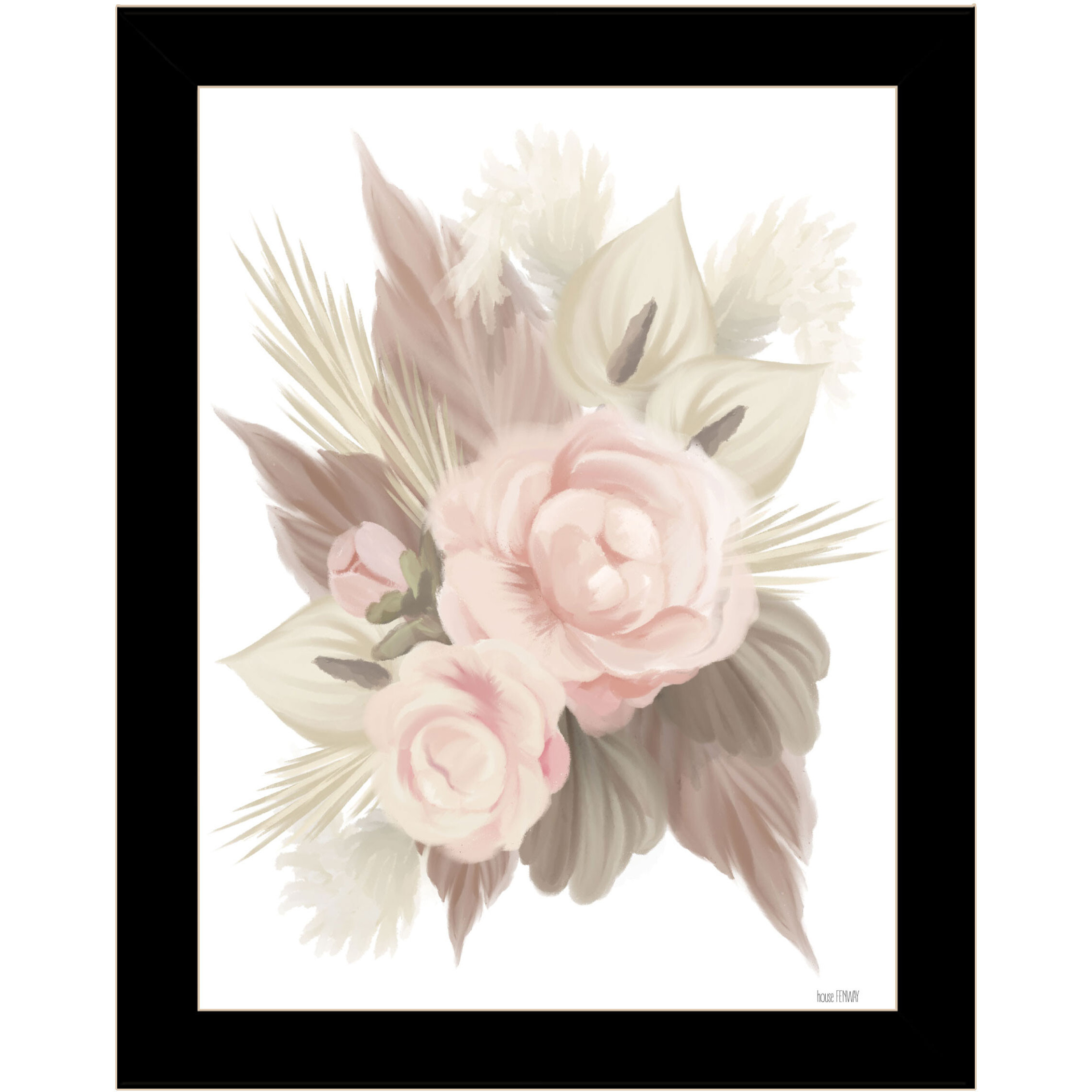 BOHEMIAN BOUQUET Black Framed Print Wall Art