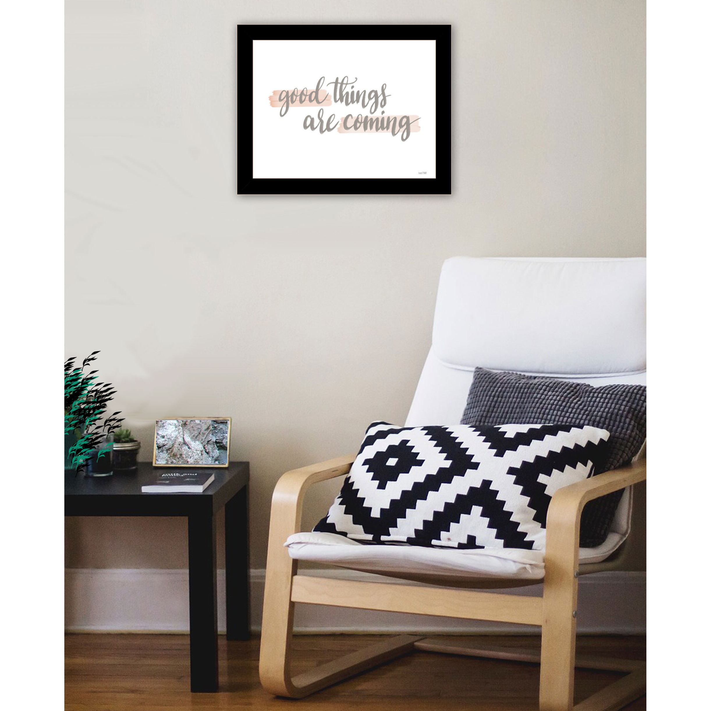 Good Things Are Coming Black Framed Print Wall Art