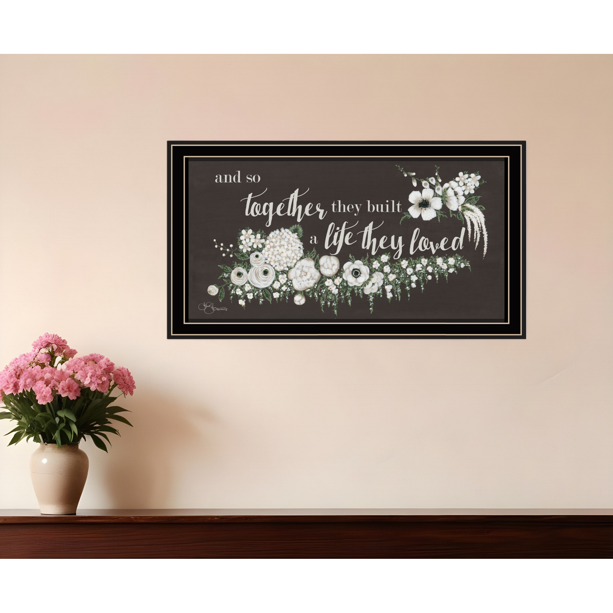 Together They Built Black Ridged Framed Print Wall Art