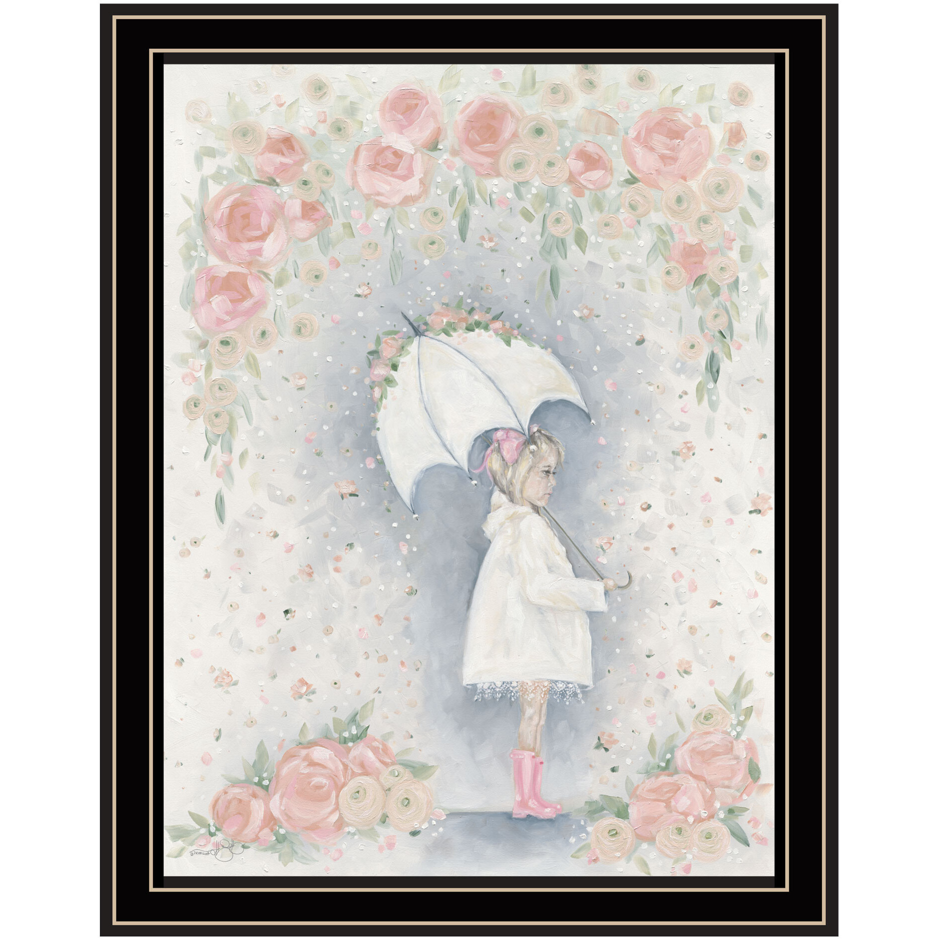 Georgia In The Rain Black Framed Print Wall Art