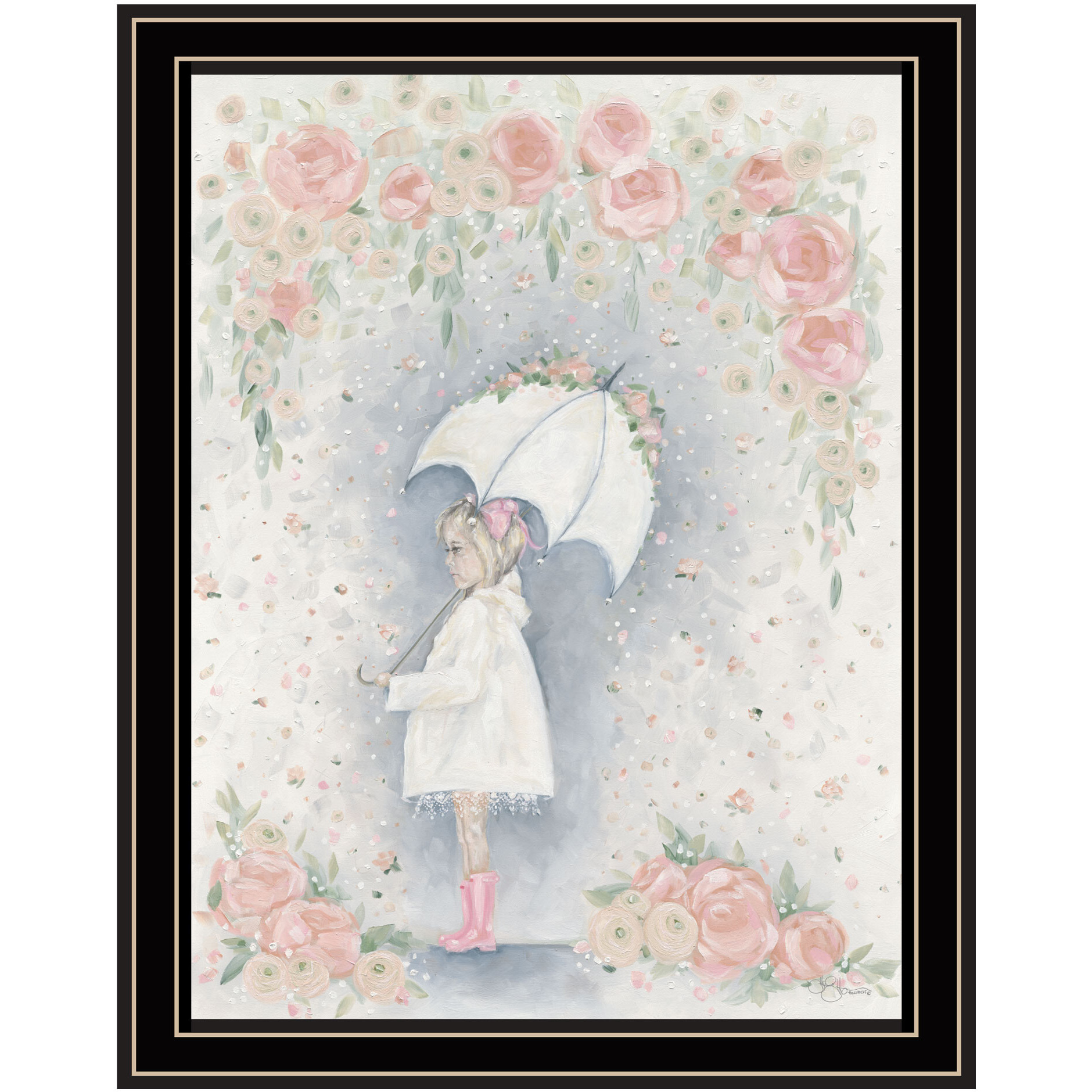 Georgia In The Rain Black Framed Print Wall Art