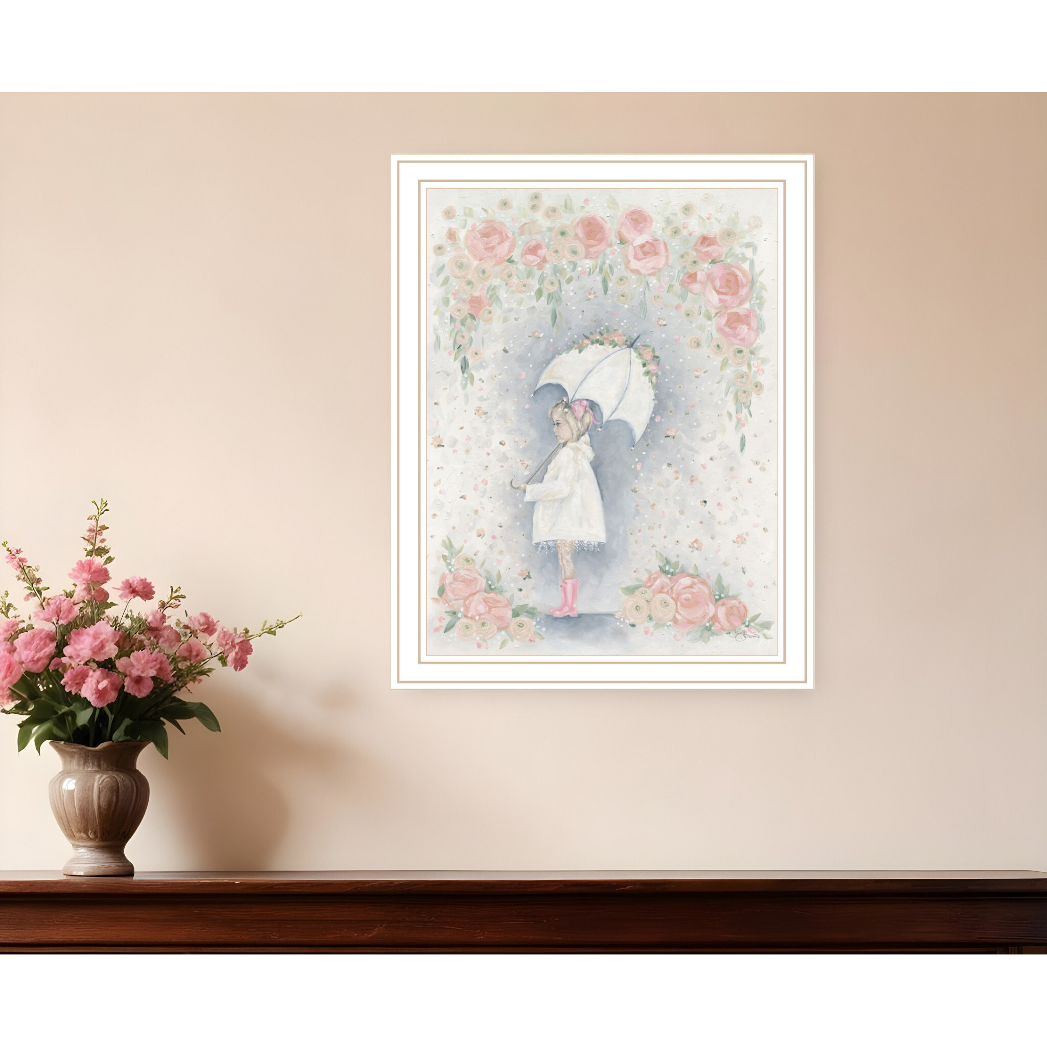 Georgia In The Rain White Framed Print Wall Art