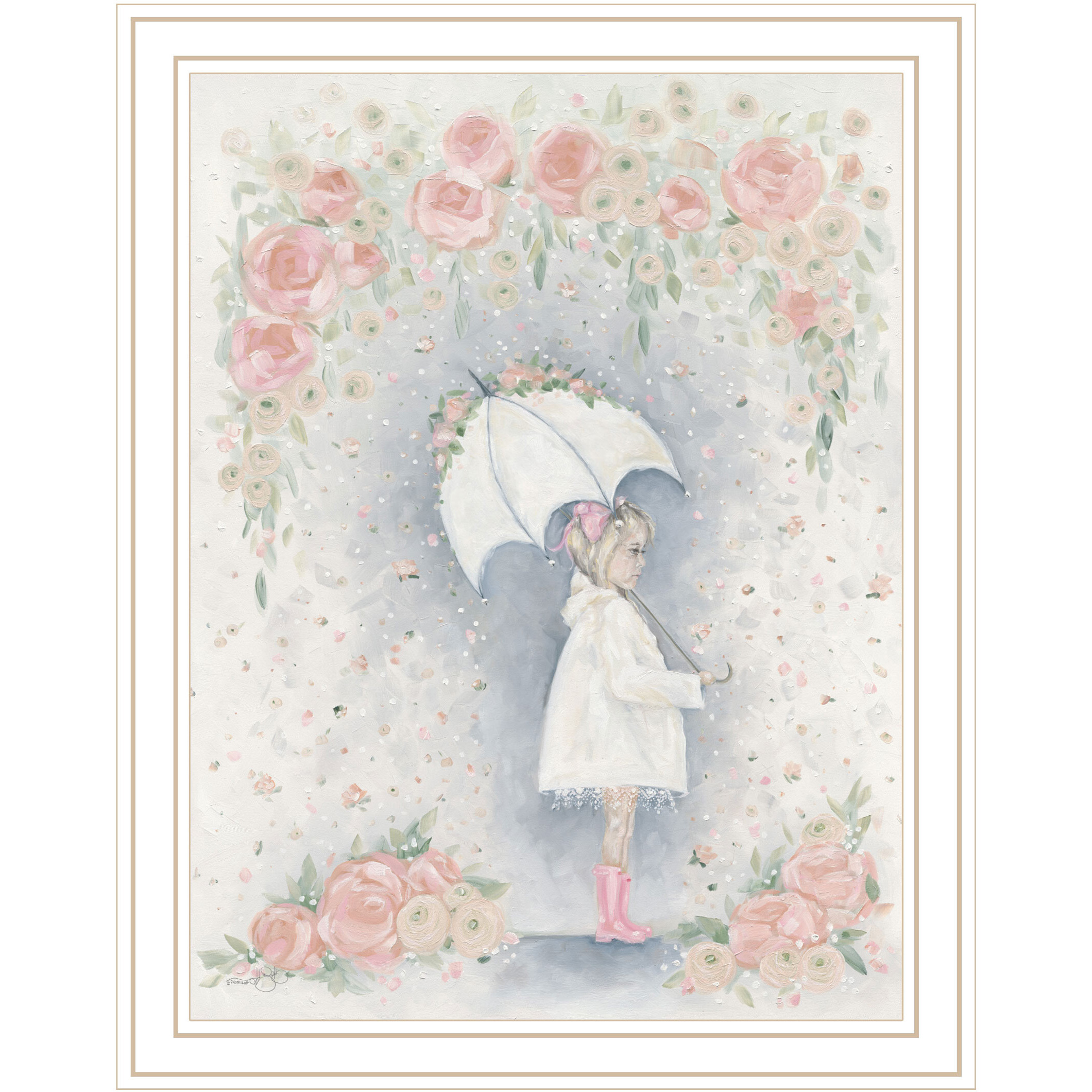 Georgia In The Rain White Framed Print Wall Art