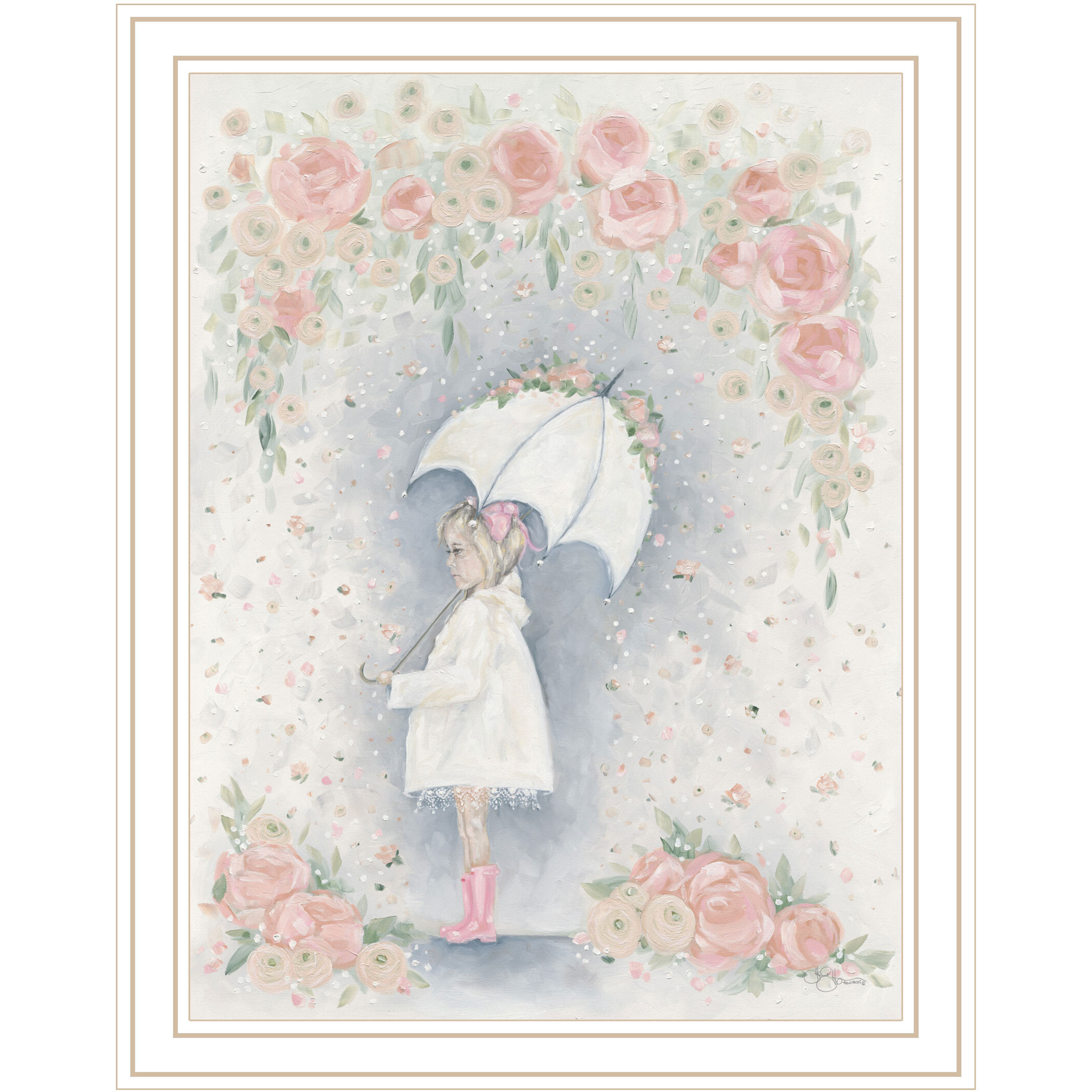 Georgia In The Rain White Framed Print Wall Art